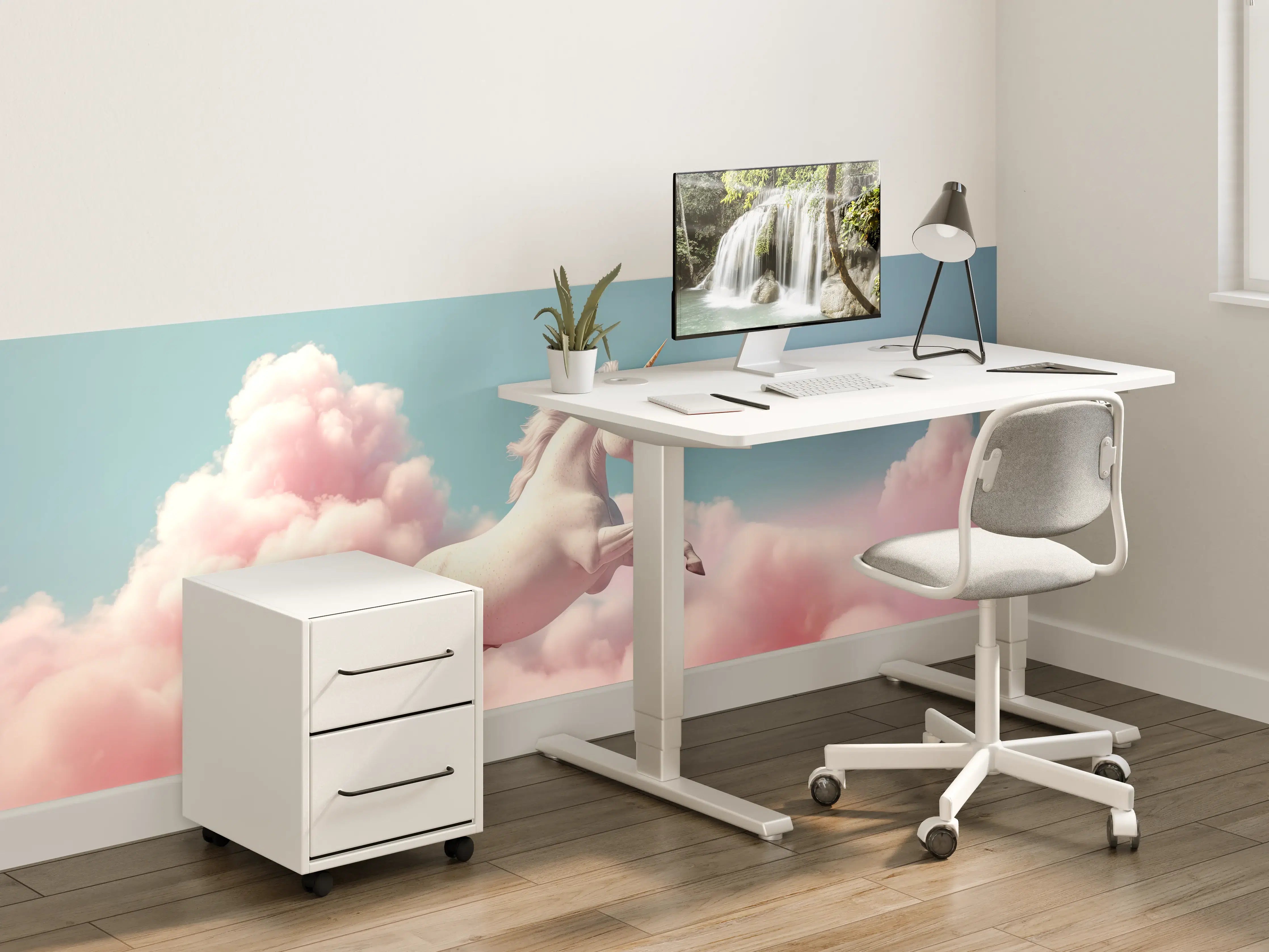 Kinderzimmer Wandgestaltung - Magischer Pegasus in Wolken