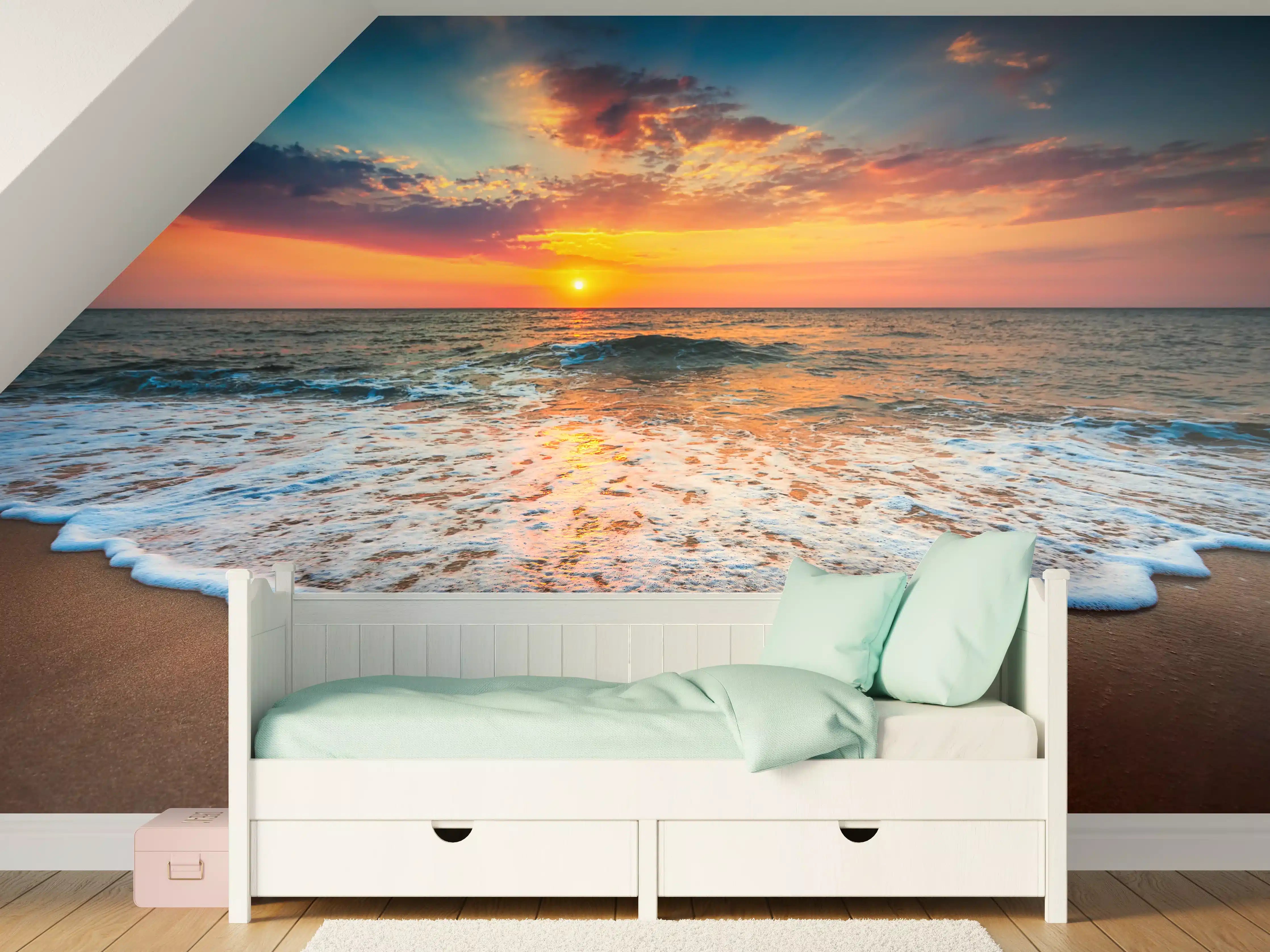 Kinderzimmer Wandgestaltung - Magischer Sonnenaufgang Meer