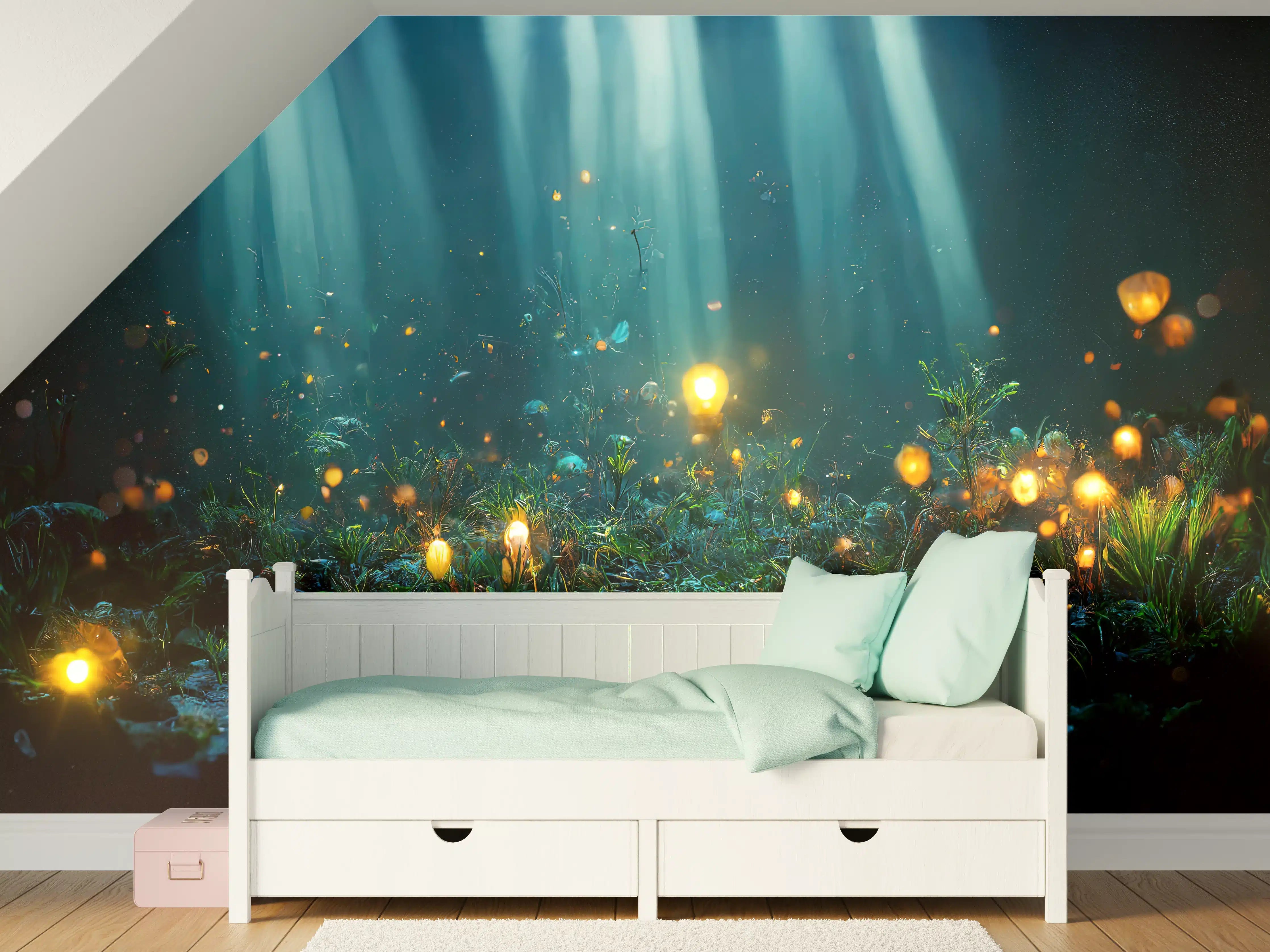 Kinderzimmer Wandgestaltung - Magisches Unterwasser-Lichtermeer