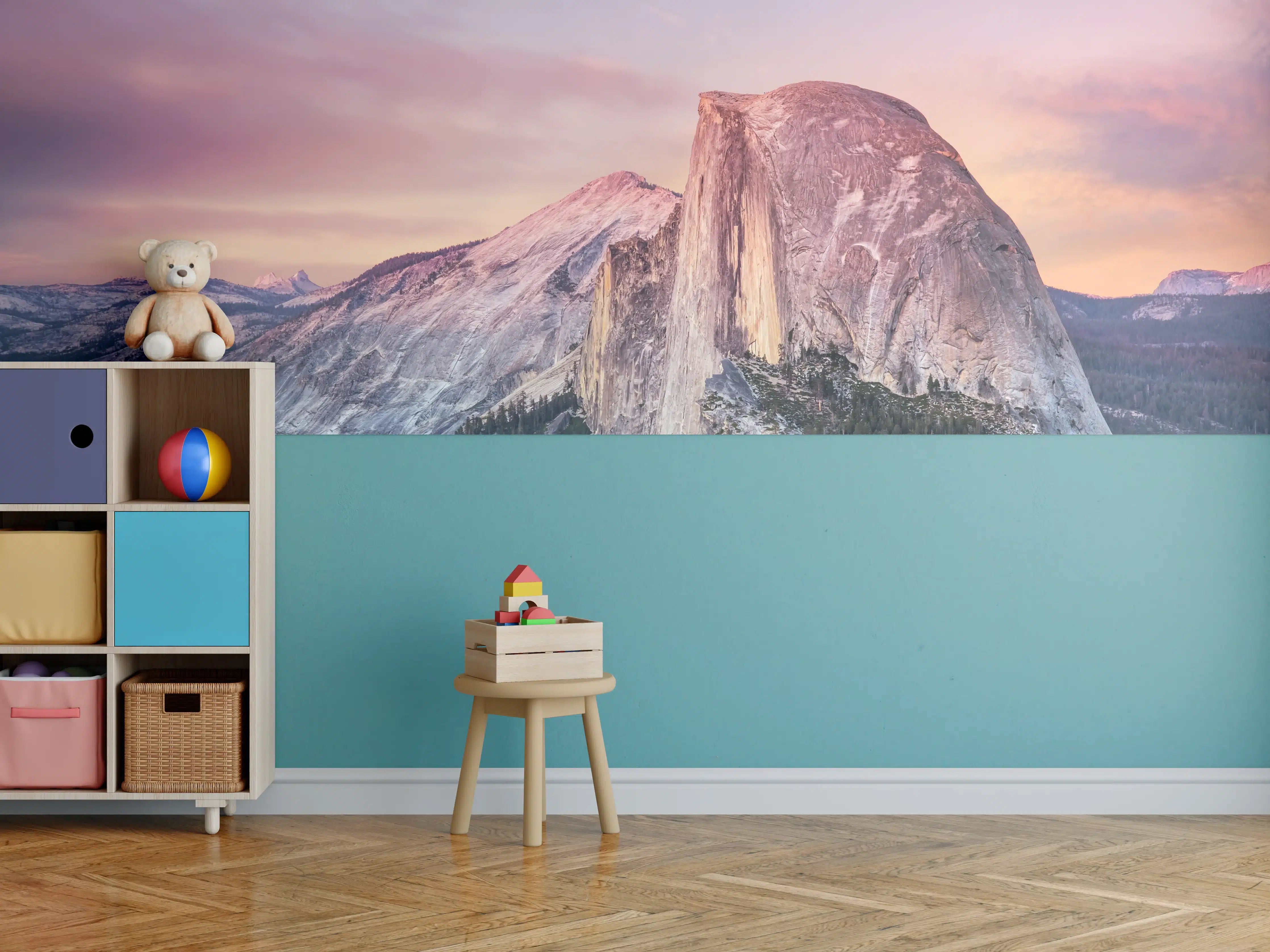 Kinderzimmer Wandgestaltung - Majestätischer Berg im Sonnenuntergang