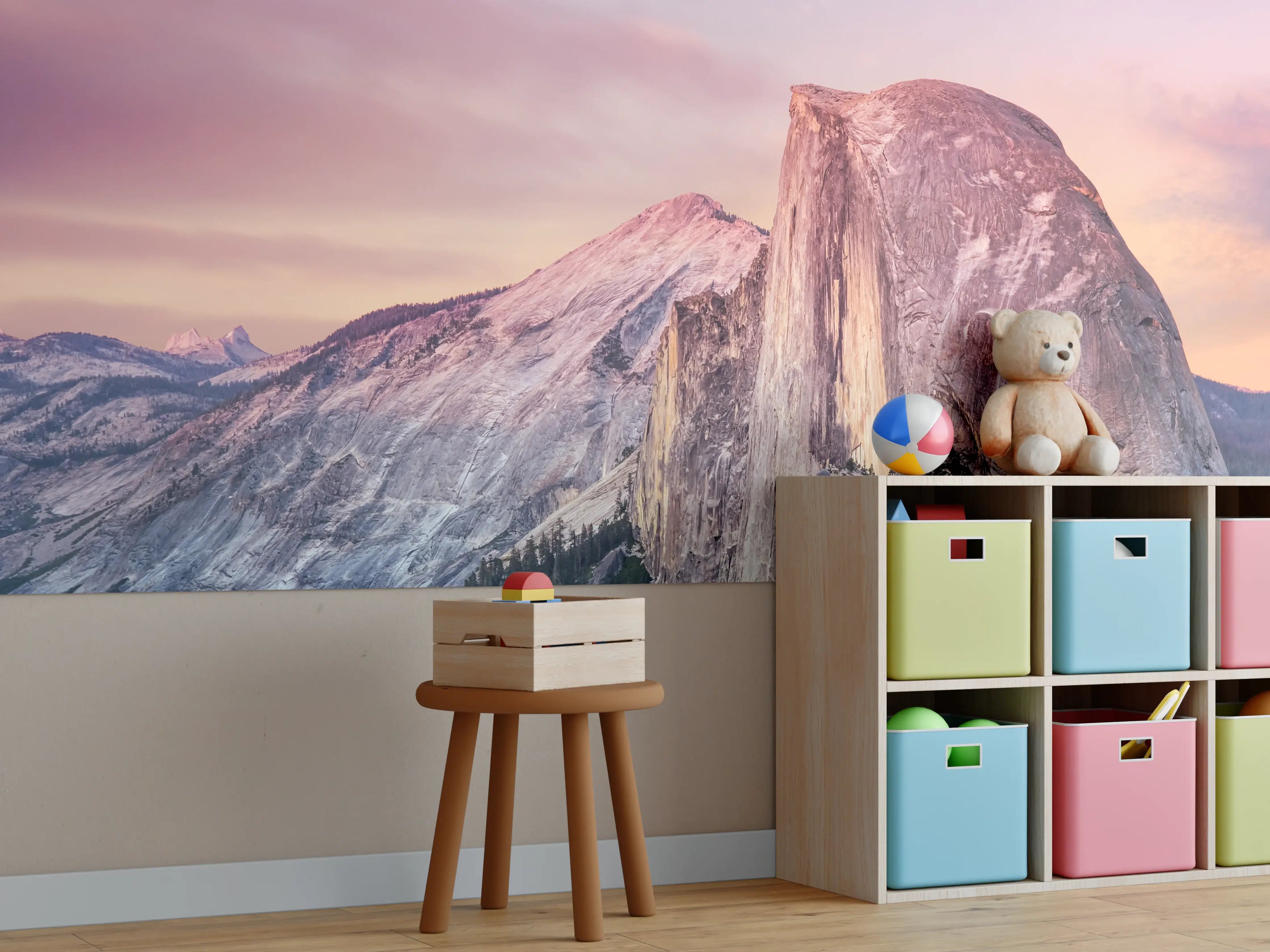 Kinderzimmer Wandgestaltung - Majestätischer Berg im Sonnenuntergang