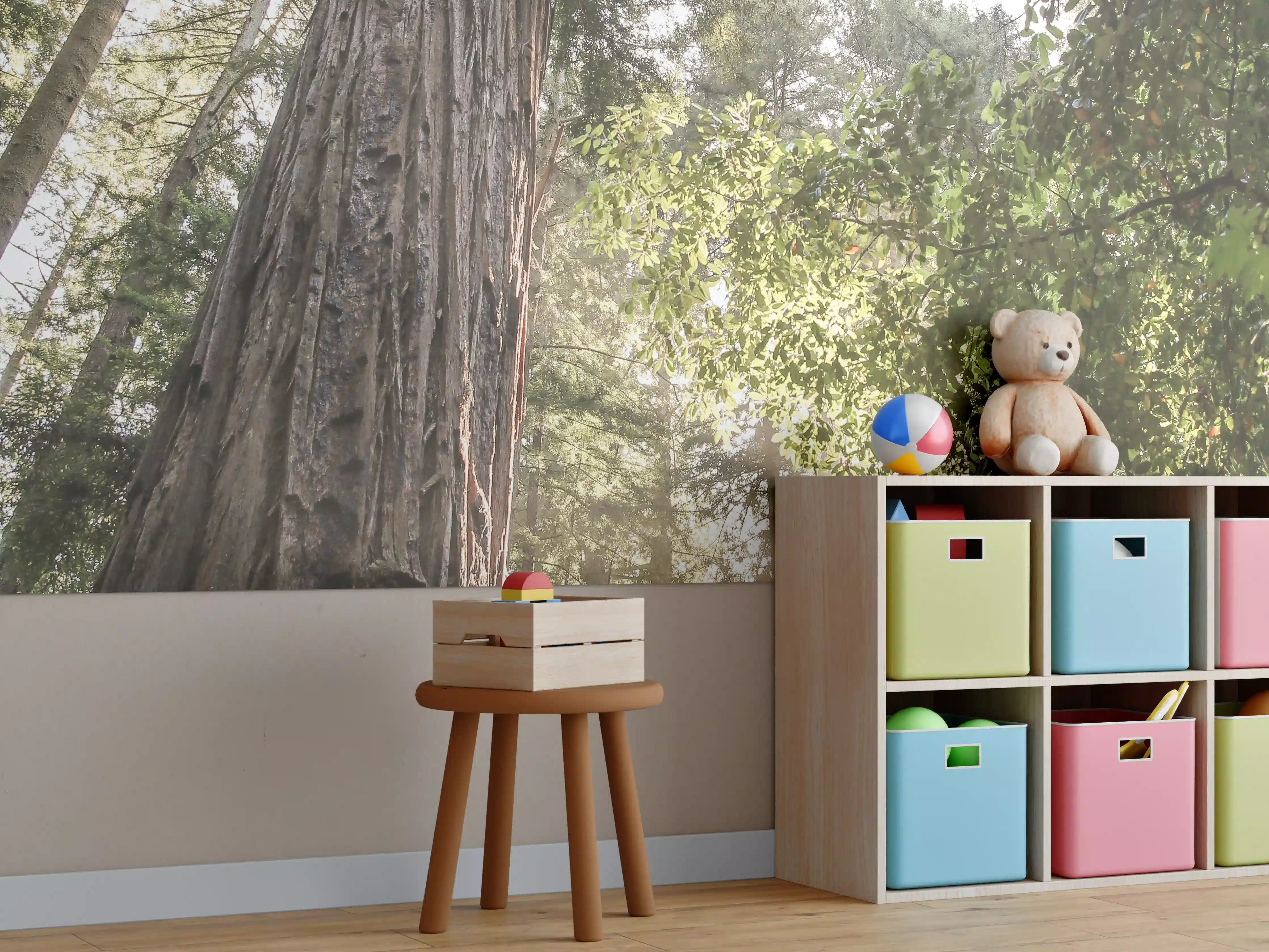 Kinderzimmer Wandgestaltung - Majestätischer Redwood im Sonnenlicht