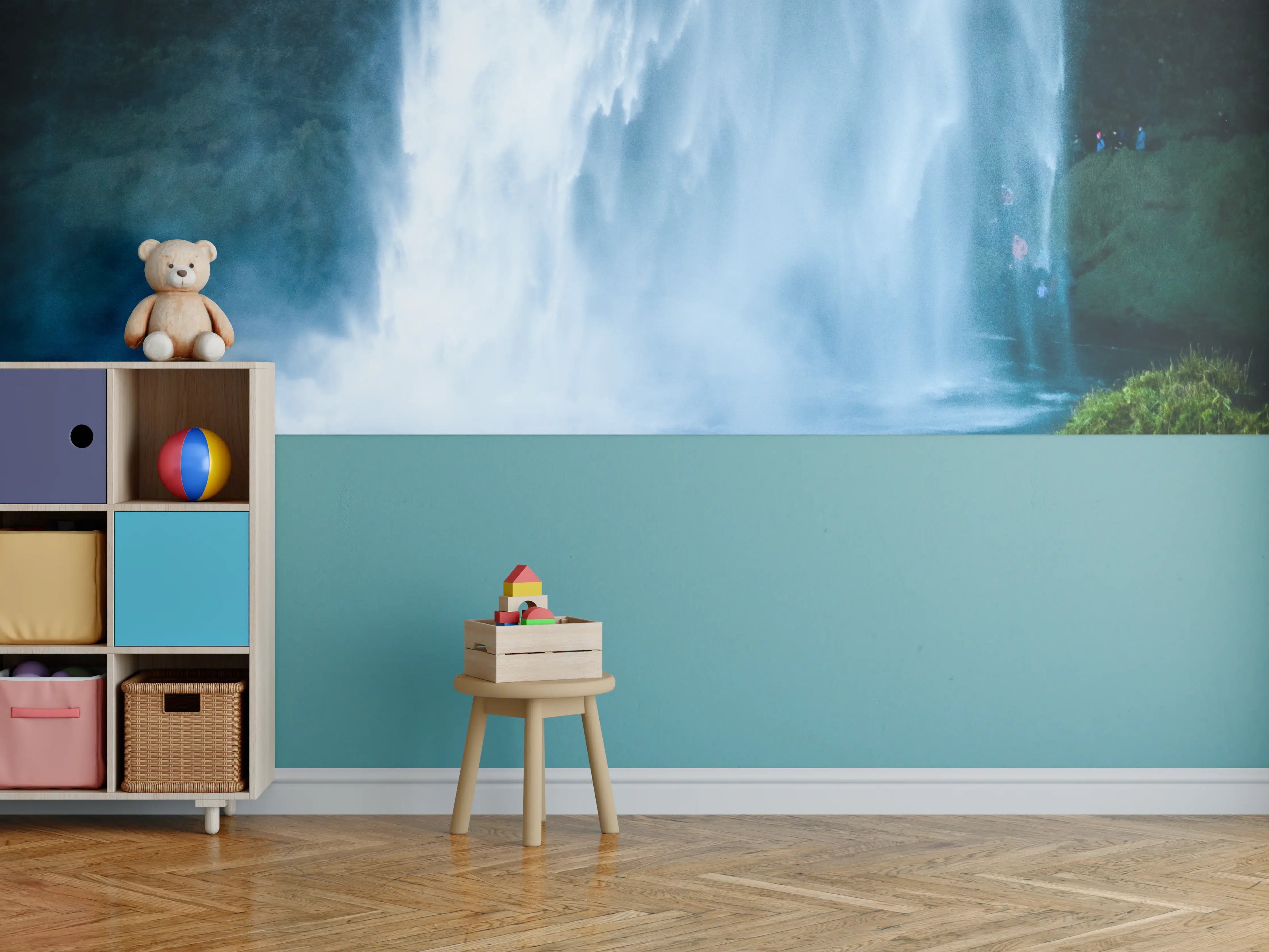 Kinderzimmer Wandgestaltung - Majestätischer Wasserfall in Island