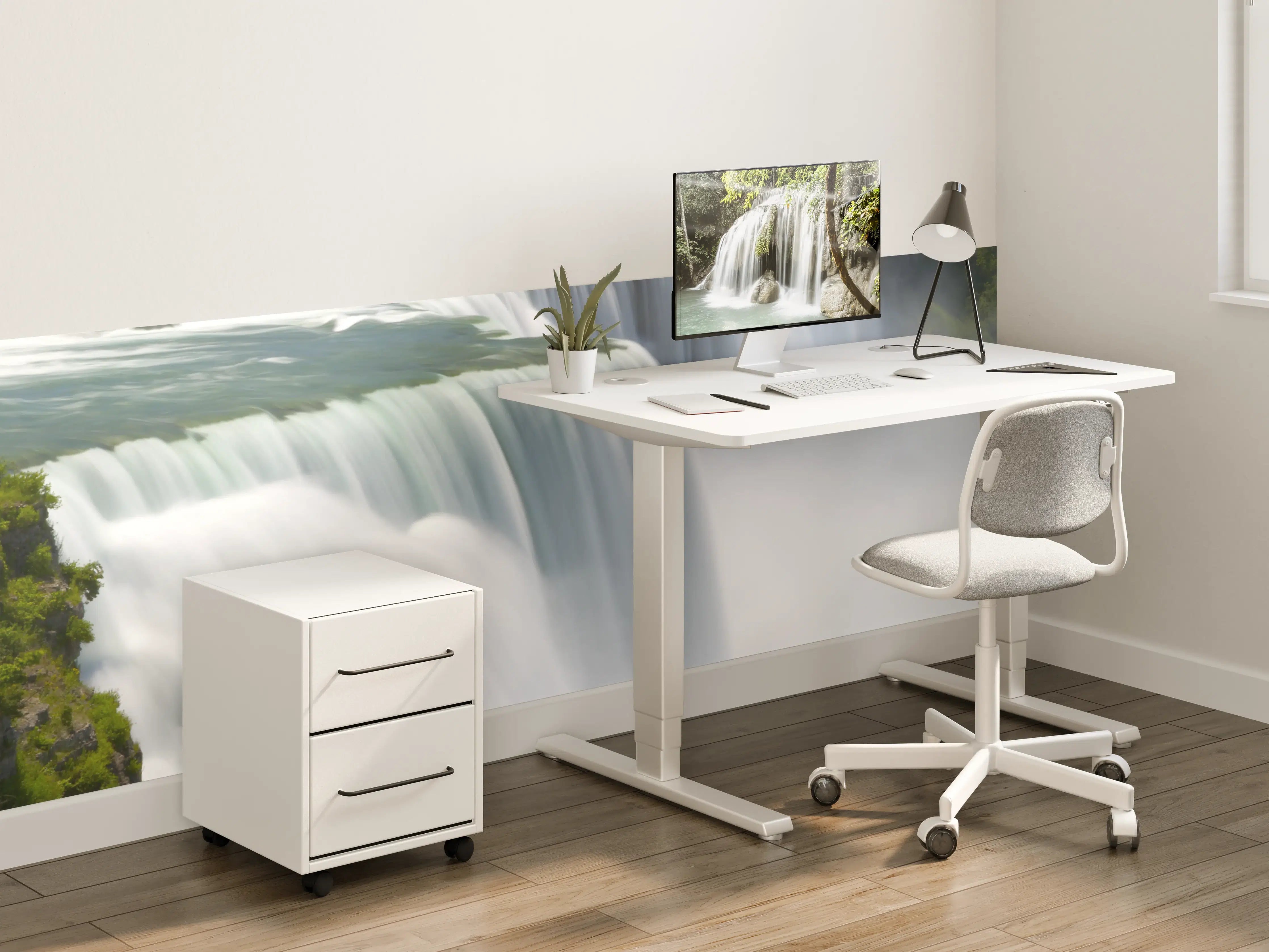 Kinderzimmer Wandgestaltung - Majestätischer Wasserfall mit üppiger Vegetation