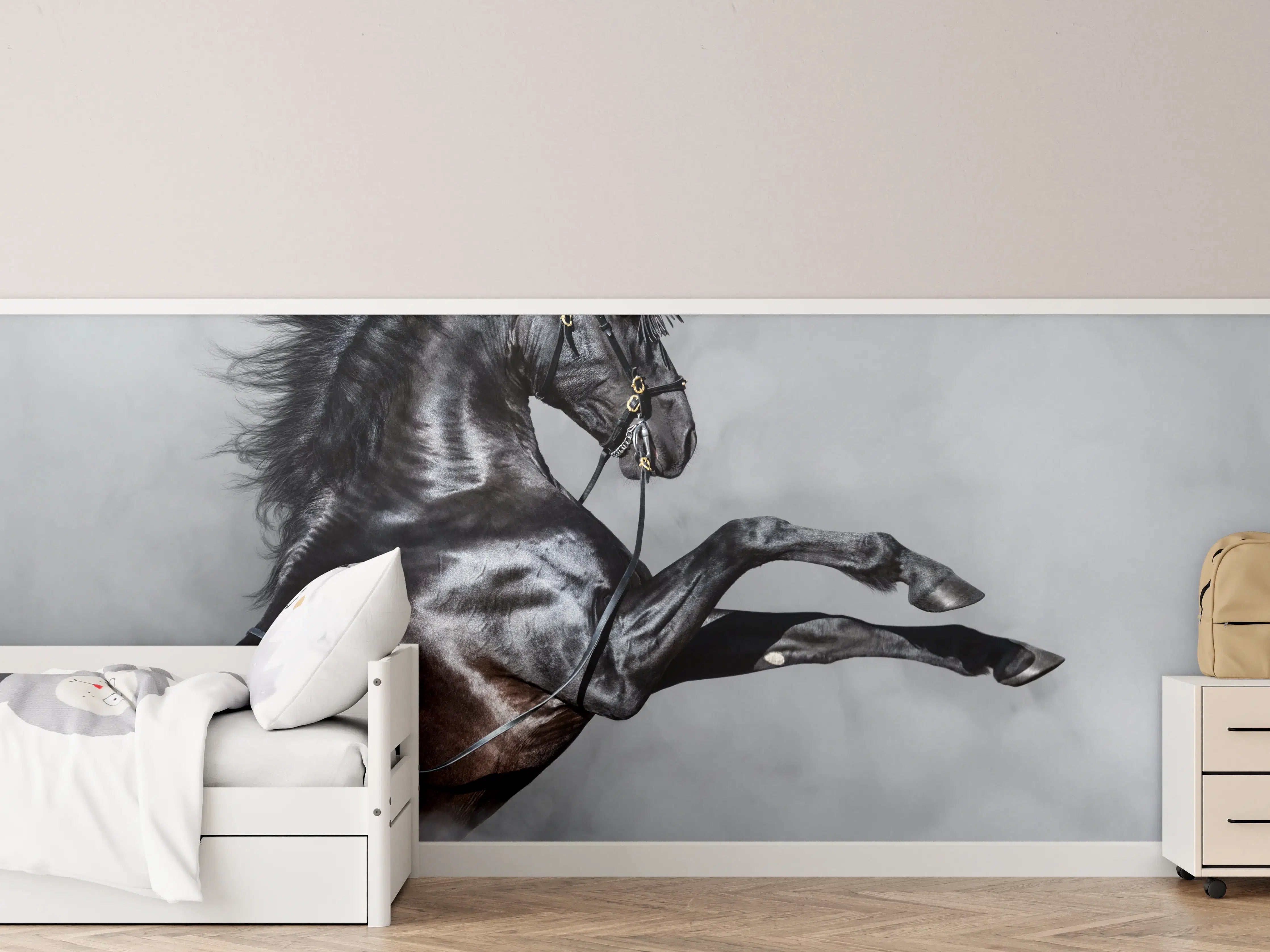 Kinderzimmer Wandgestaltung - Majestätisches Schwarzes Pferd