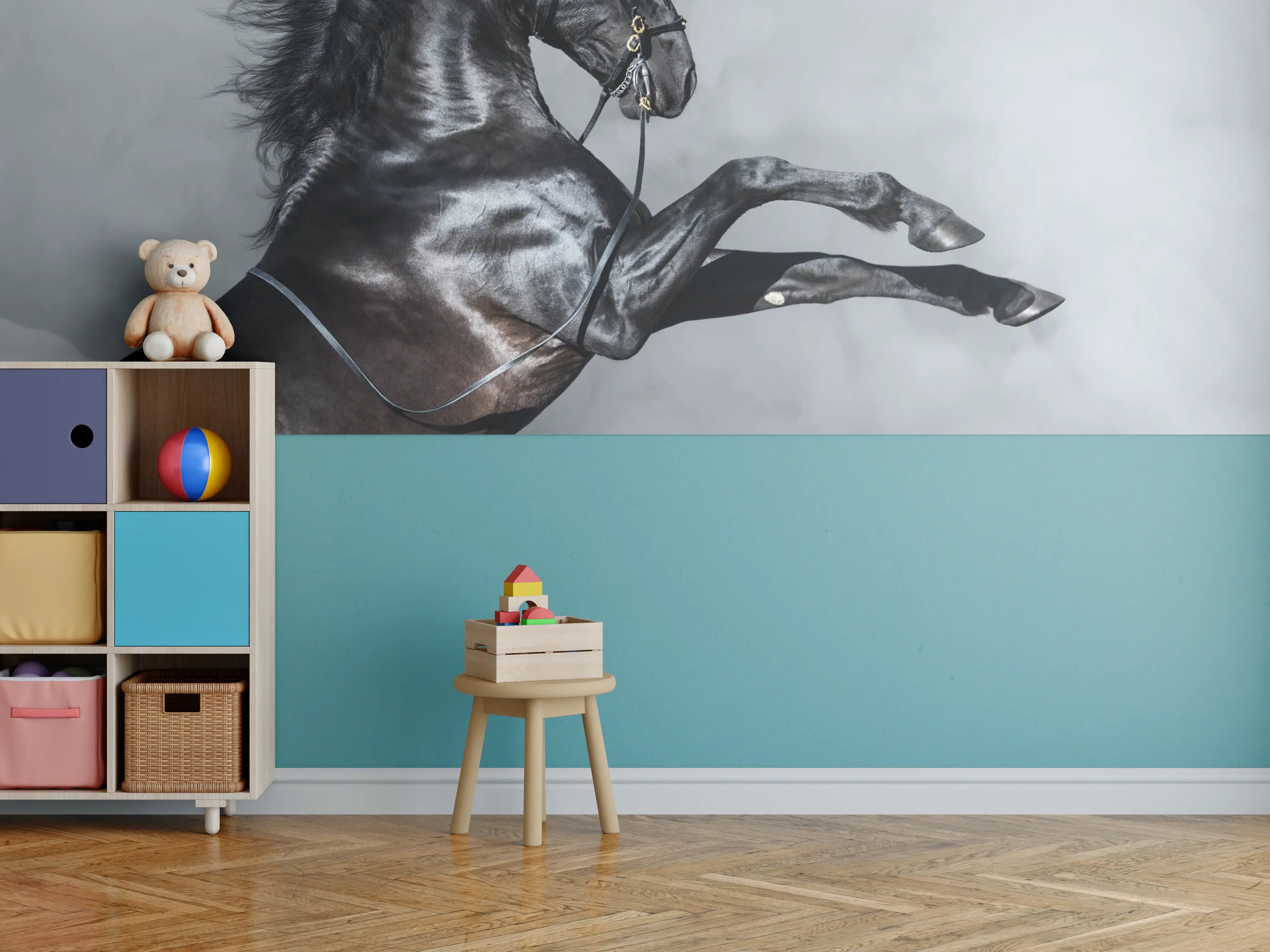 Kinderzimmer Wandgestaltung - Majestätisches Schwarzes Pferd