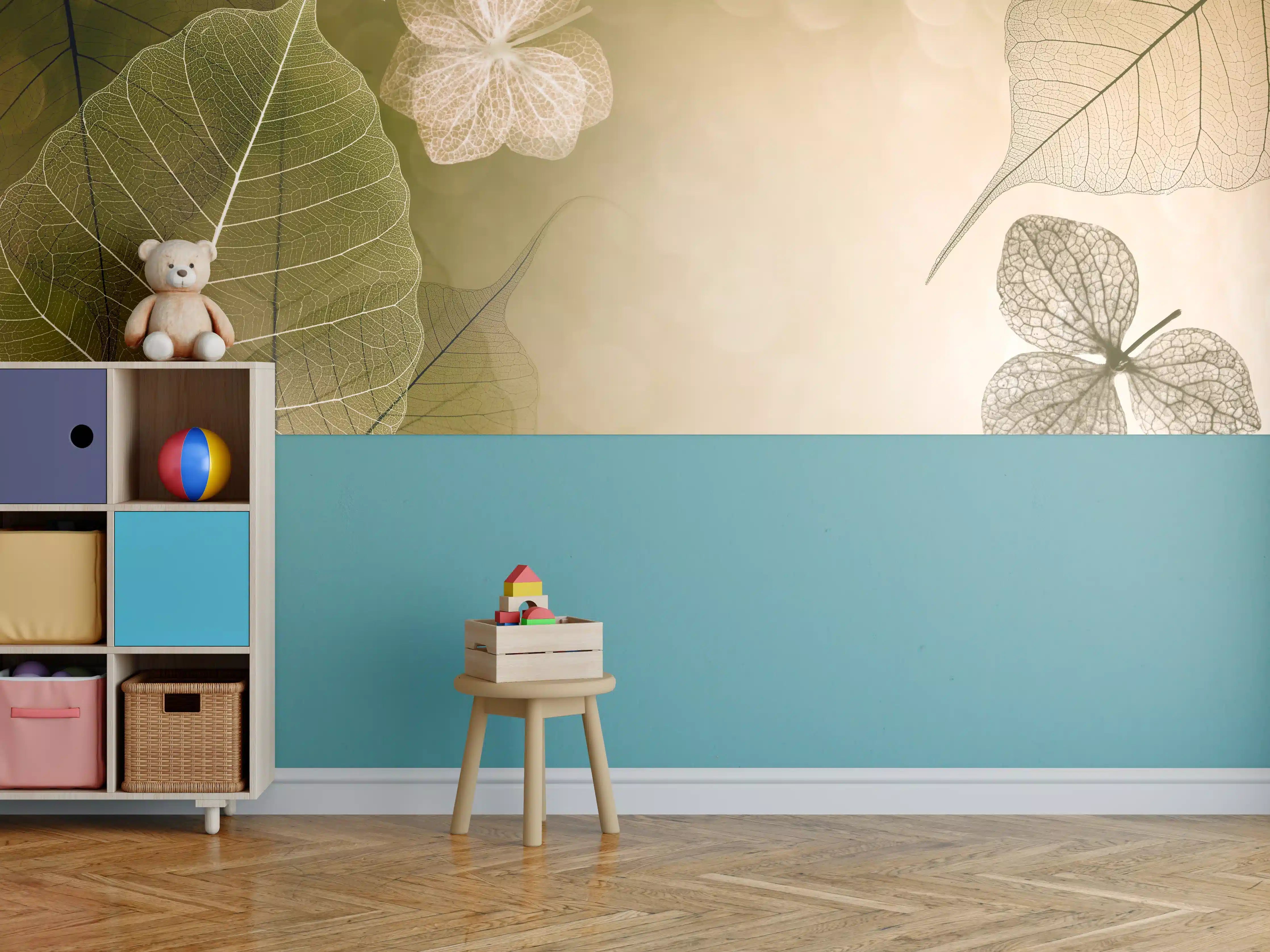 Kinderzimmer Wandgestaltung - Makro Blattadern Kunstwerk