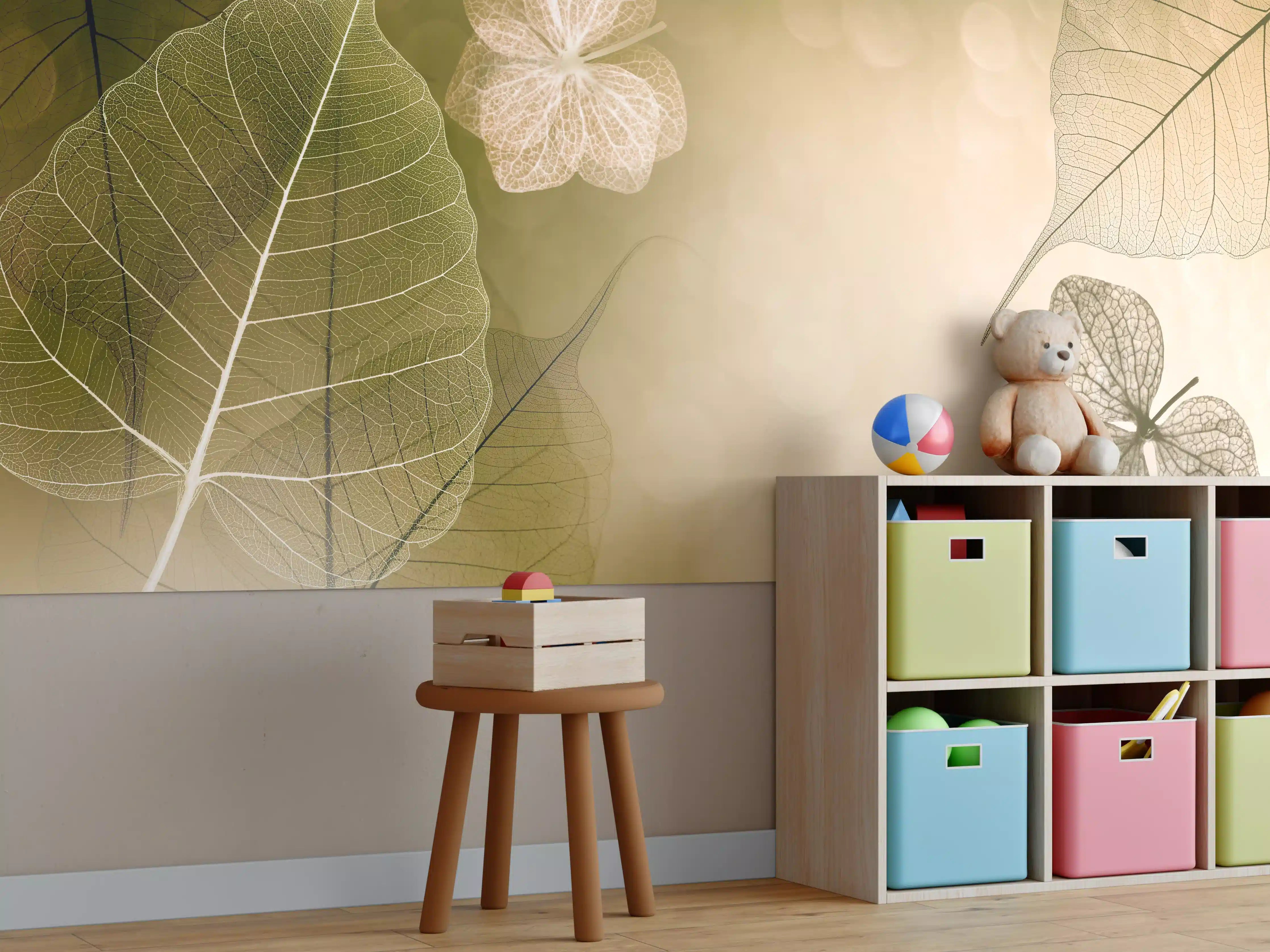 Kinderzimmer Wandgestaltung - Makro Blattadern Kunstwerk