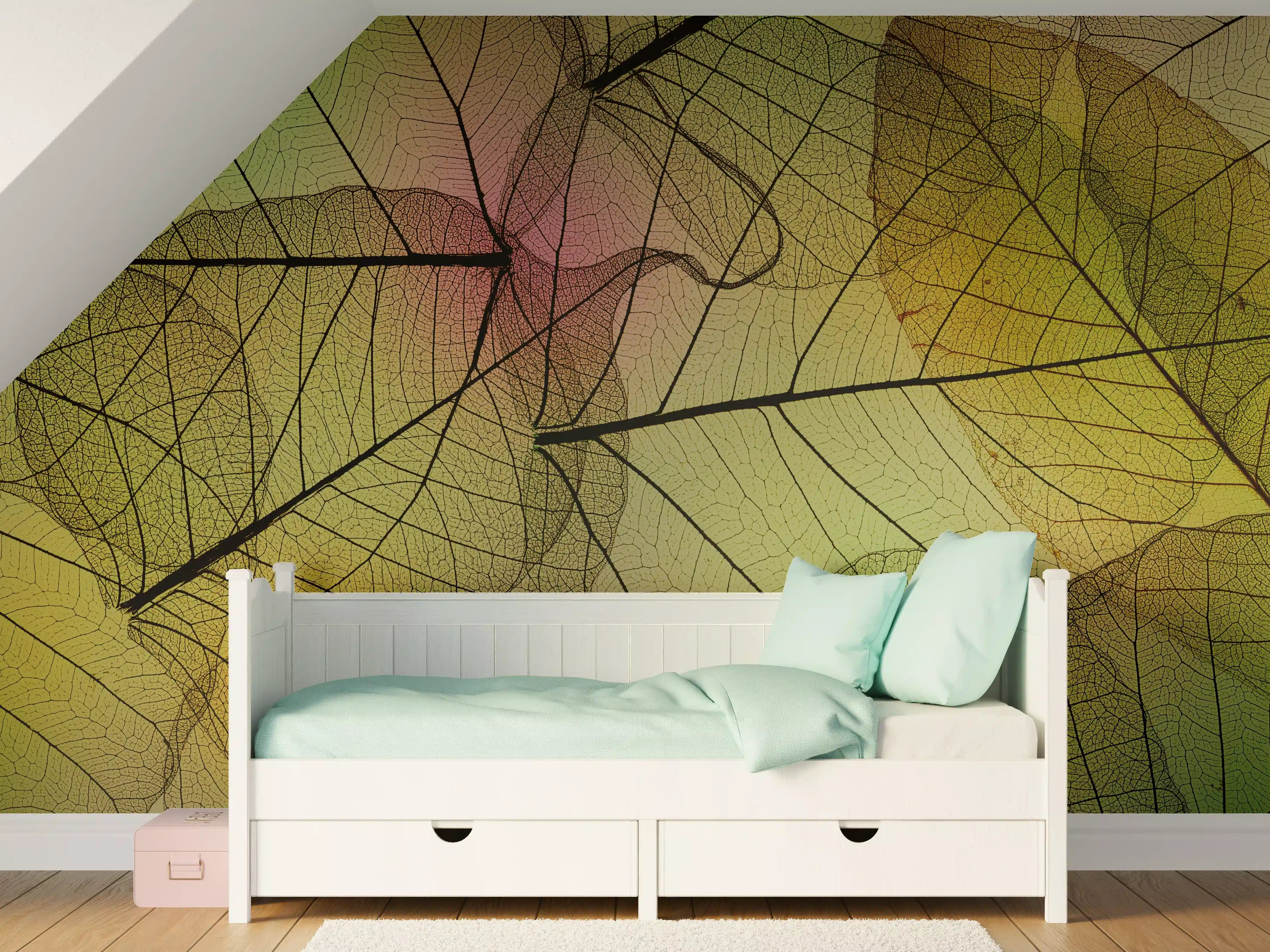 Kinderzimmer Wandgestaltung - Makro Blattadern Textur