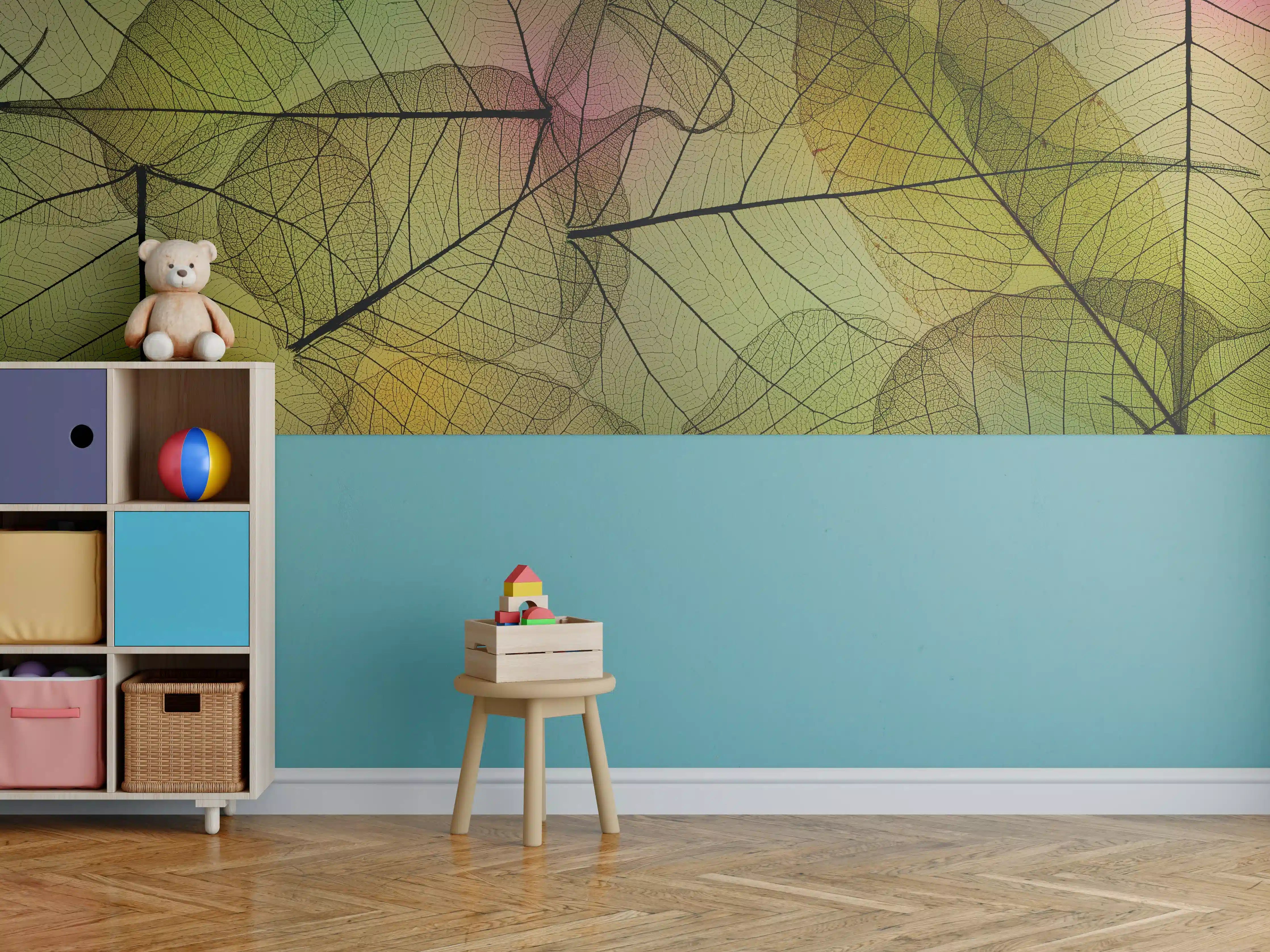 Kinderzimmer Wandgestaltung - Makro Blattadern Textur