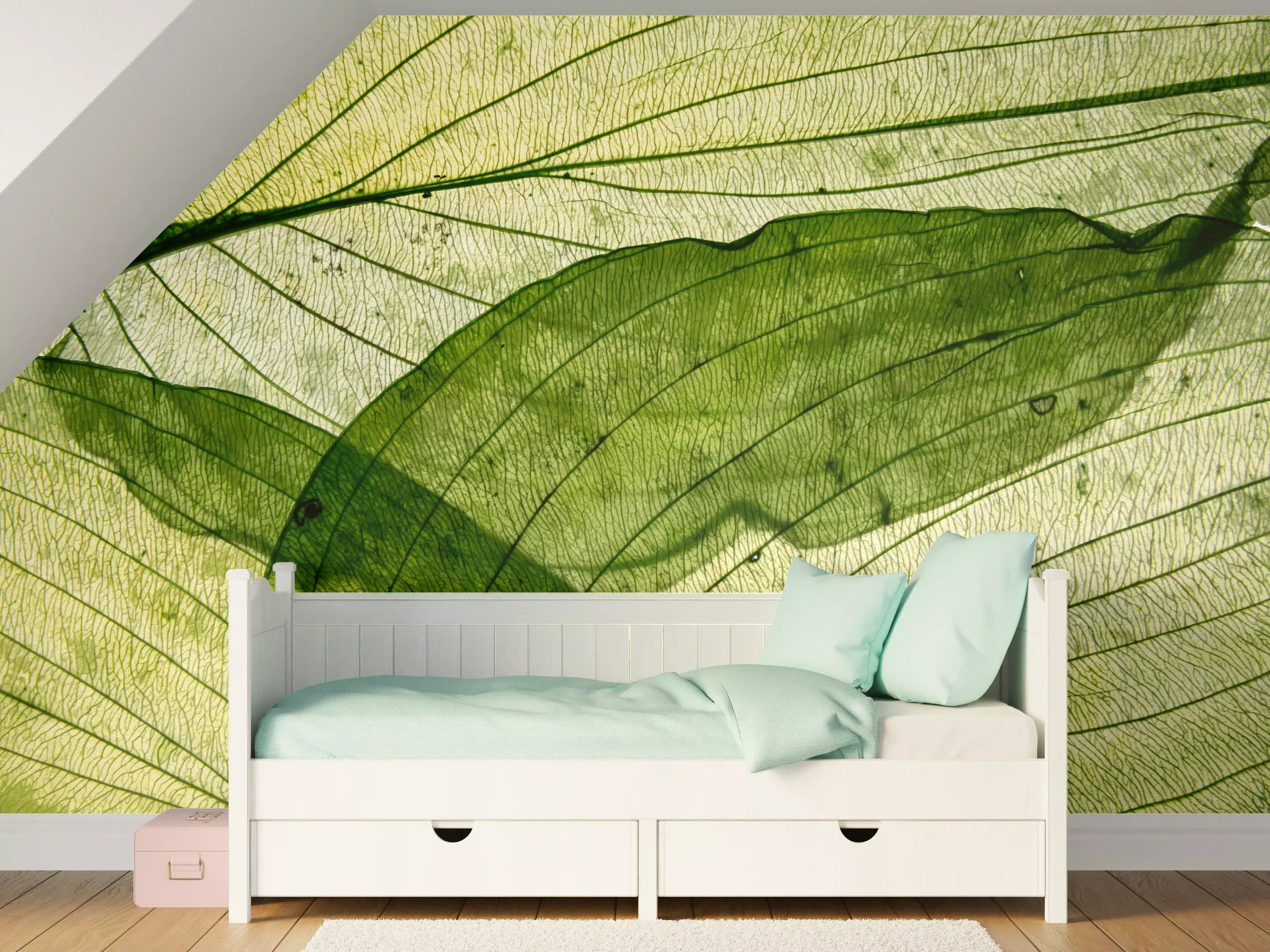 Kinderzimmer Wandgestaltung - Makrotextur von herbstlich getrockneten Blättern