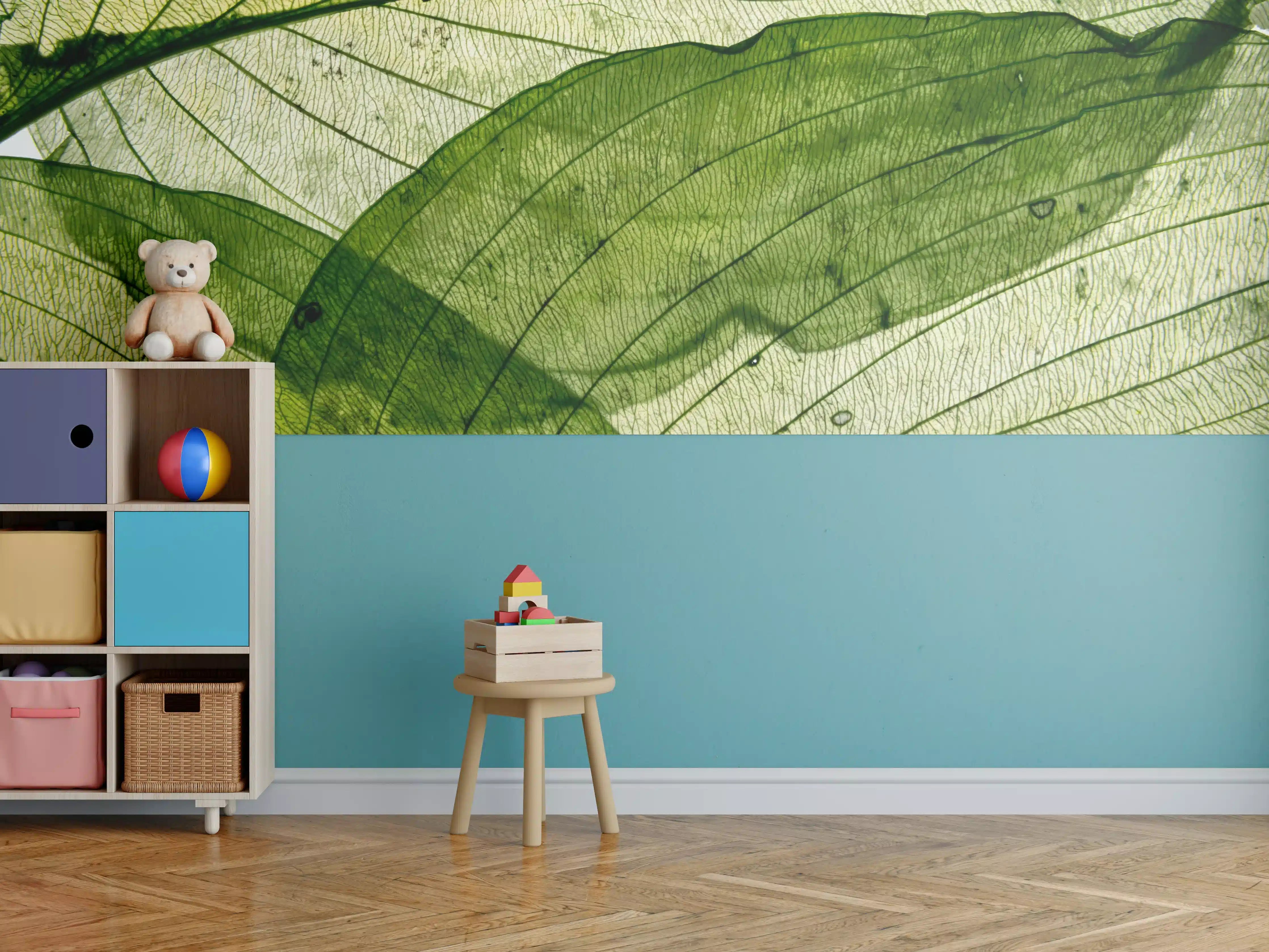 Kinderzimmer Wandgestaltung - Makrotextur von herbstlich getrockneten Blättern