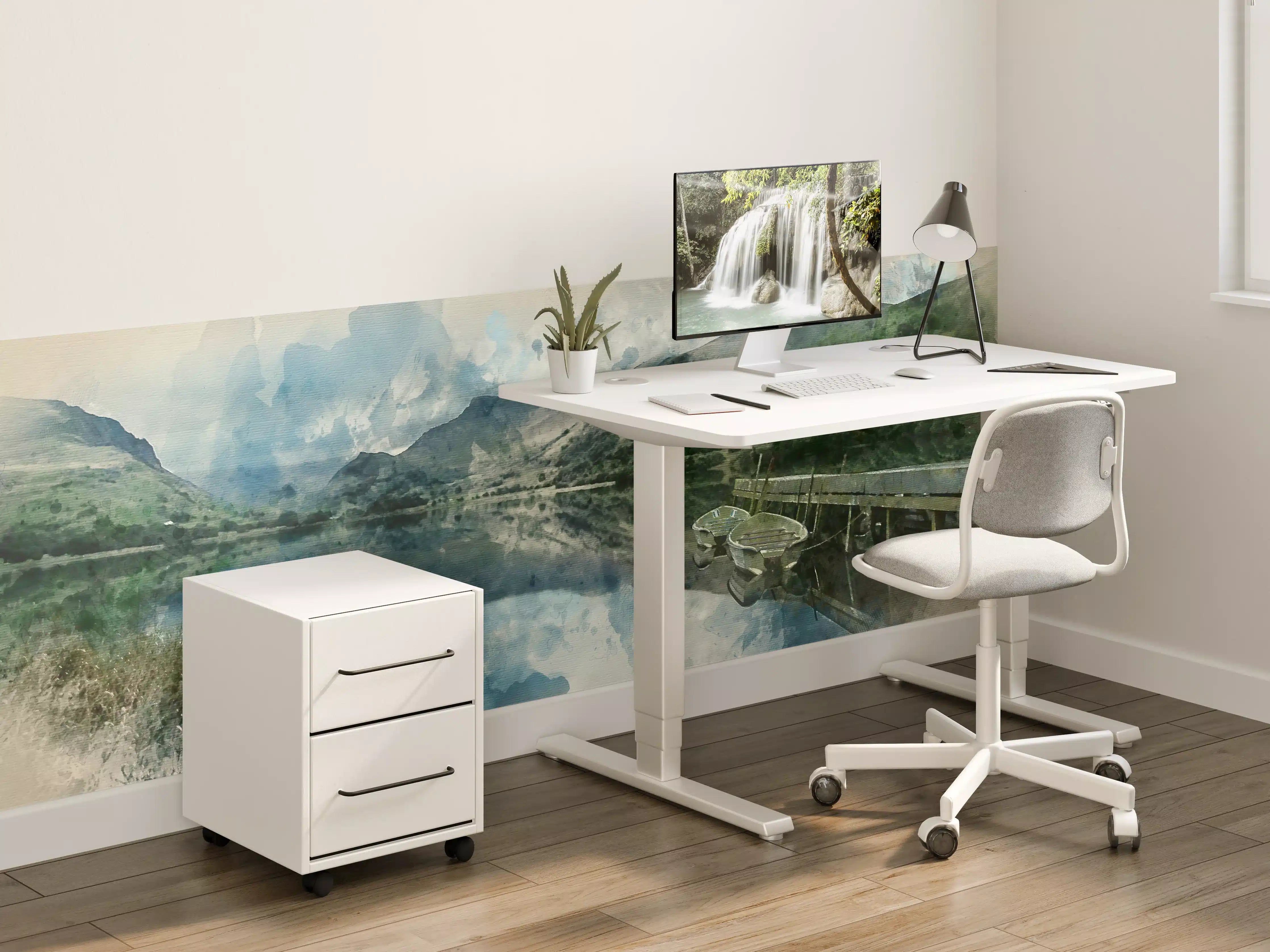 Kinderzimmer Wandgestaltung - Malerei eines ruhigen Sees mit Booten