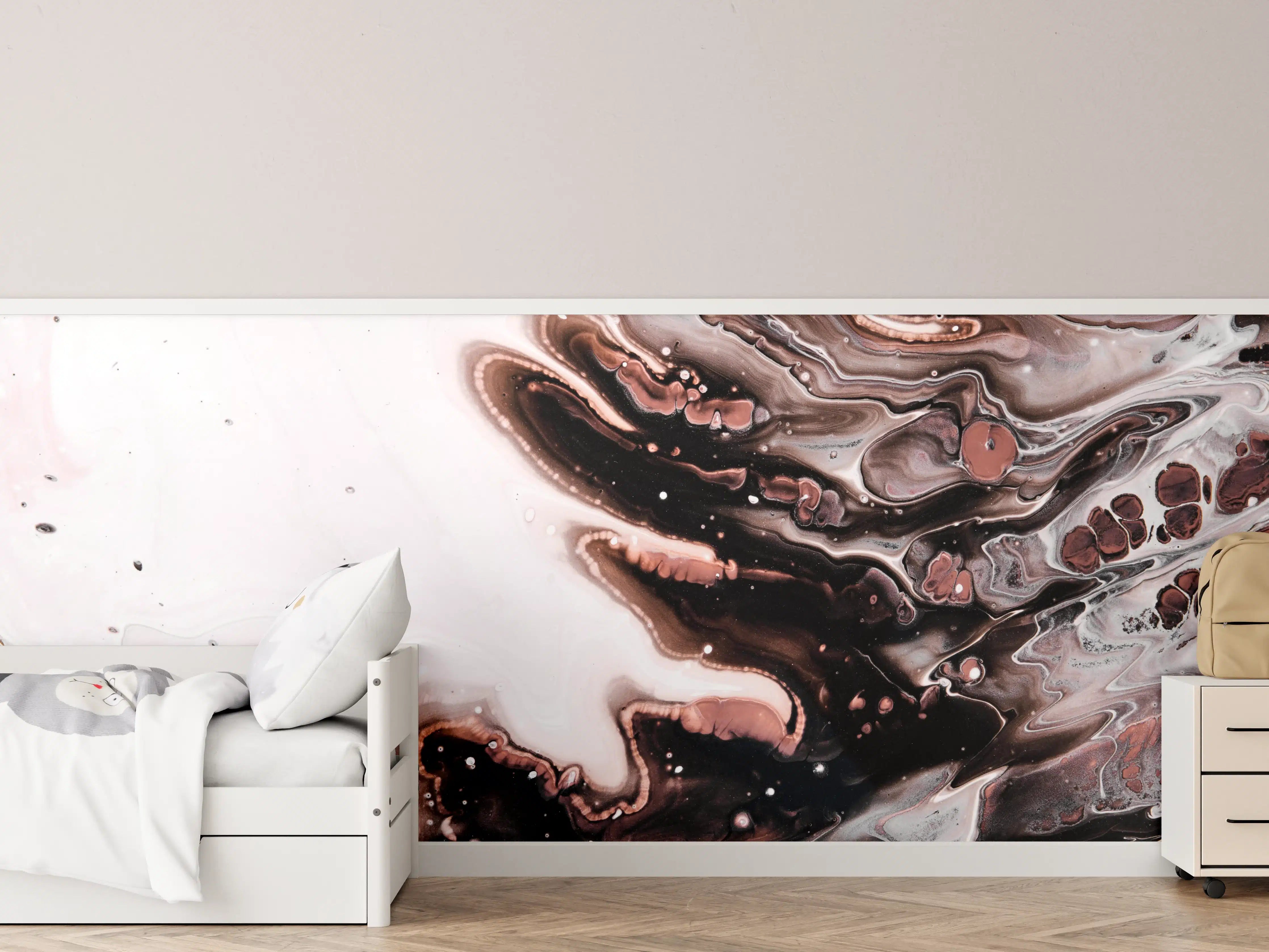 Kinderzimmer Wandgestaltung - Marble Abstract with Pink, Black, and Gray Tones