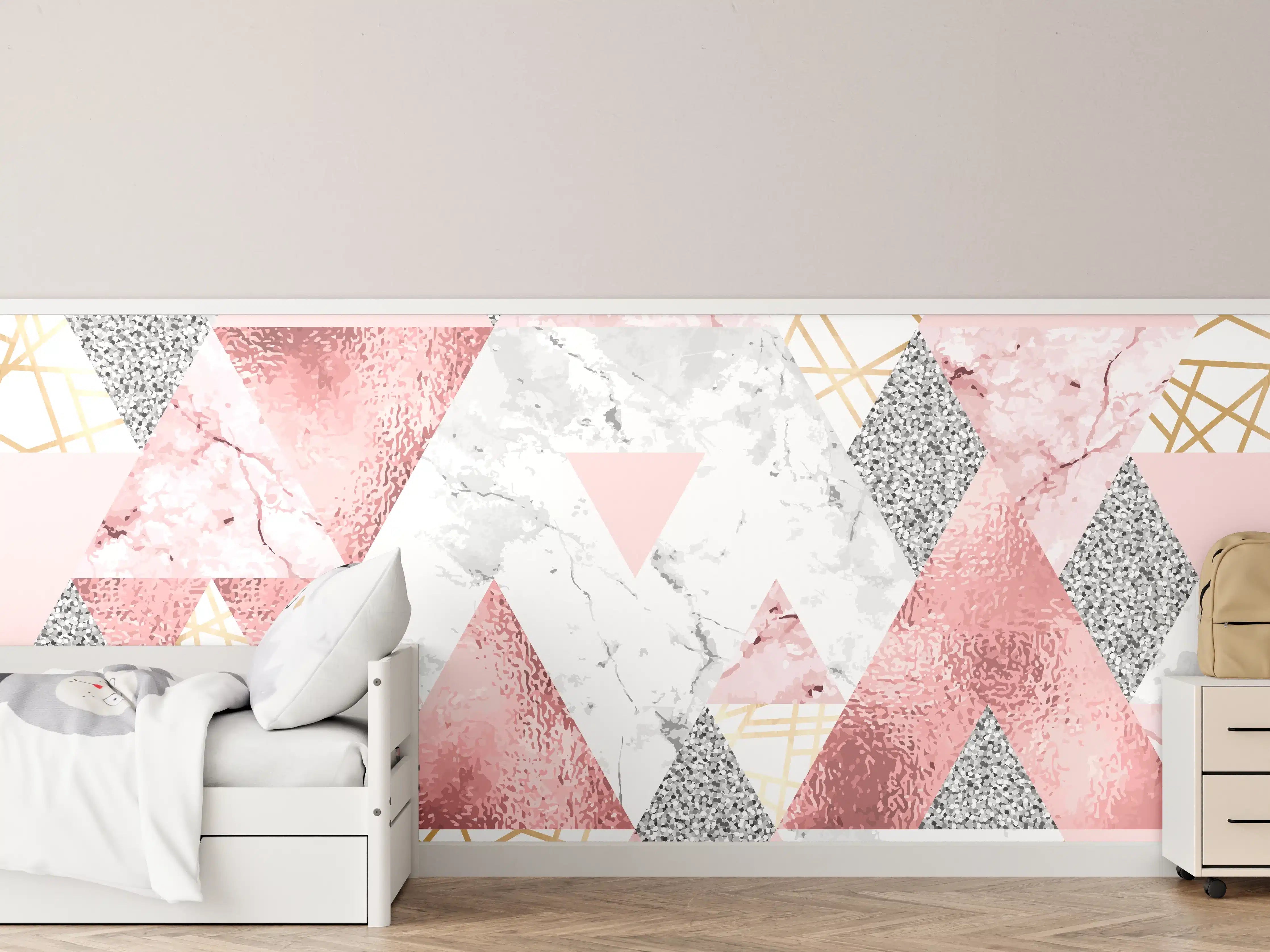 Kinderzimmer Wandgestaltung - Marble Pattern Rosa Gold Dekor