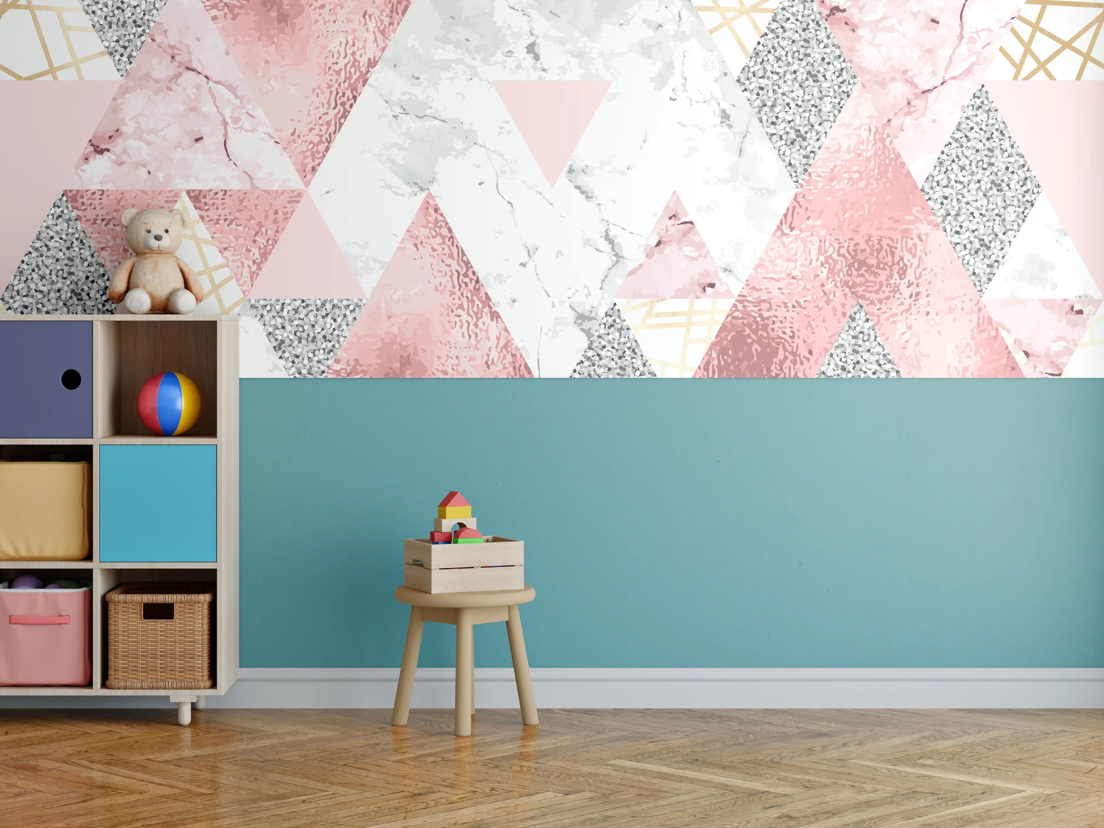 Kinderzimmer Wandgestaltung - Marble Pattern Rosa Gold Dekor