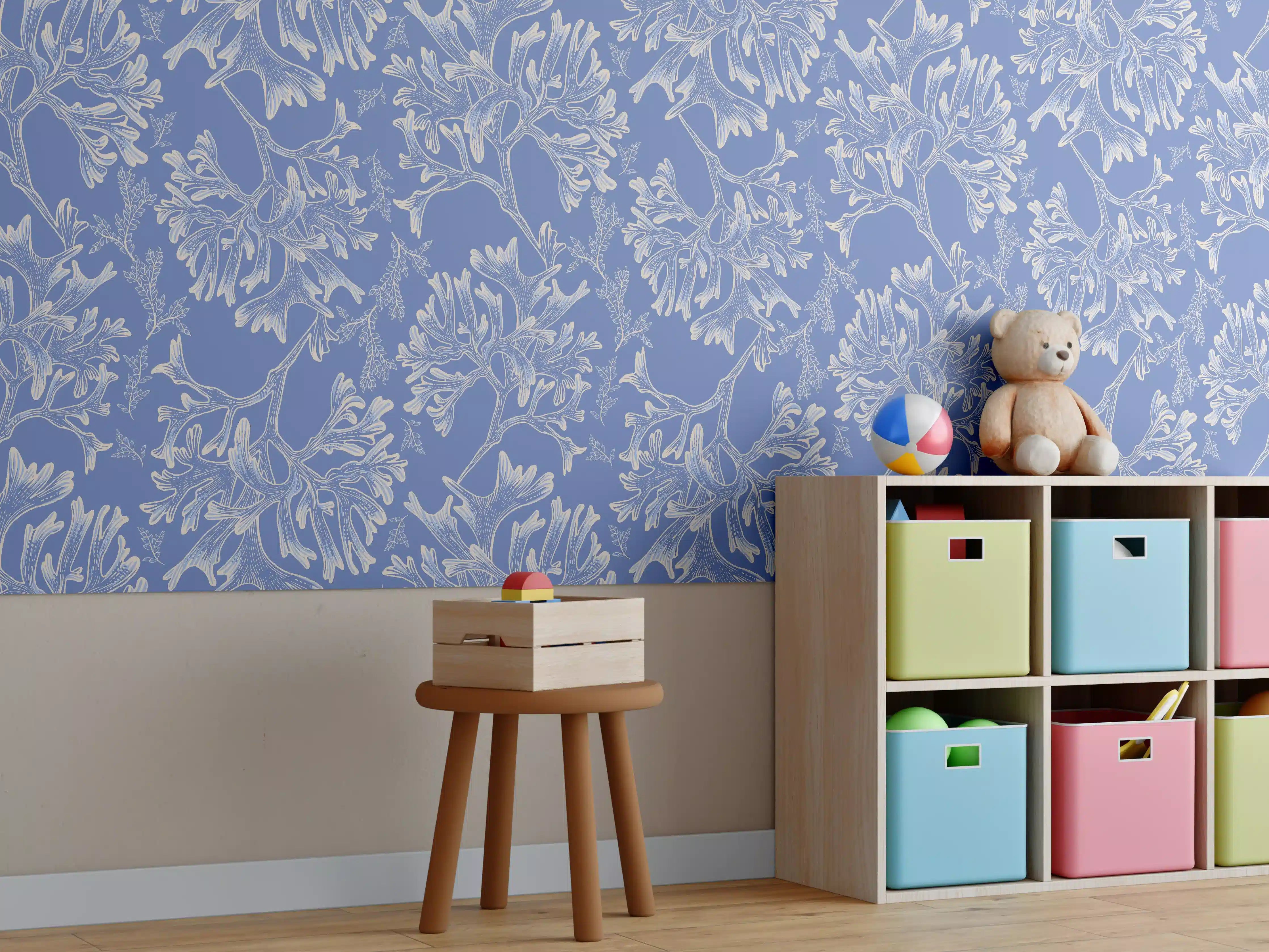 Kinderzimmer Wandgestaltung - Marineblaues Korallenmuster