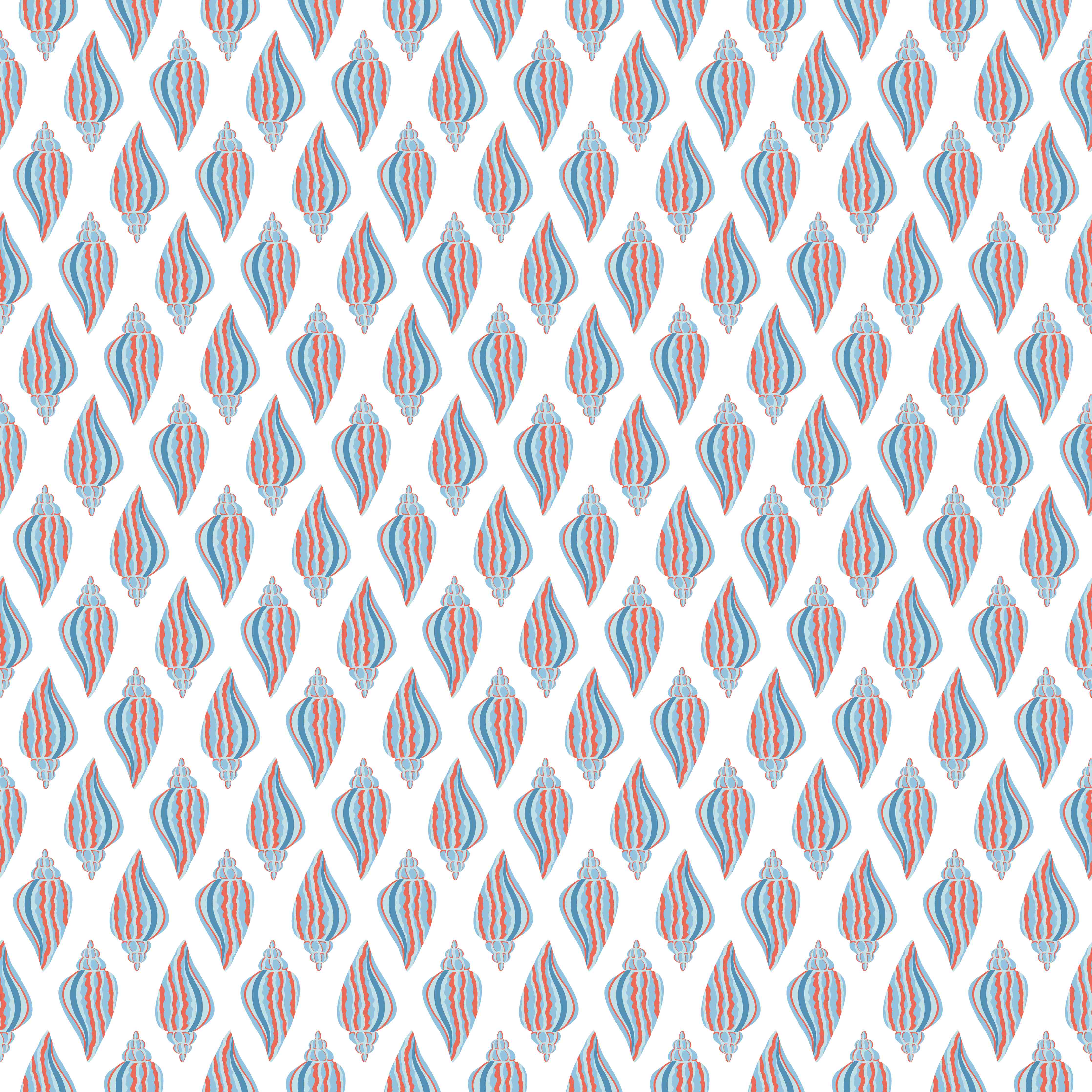 Kinderzimmer Wandgestaltung-Maritime Muscheln Weiß-Blau-Rot