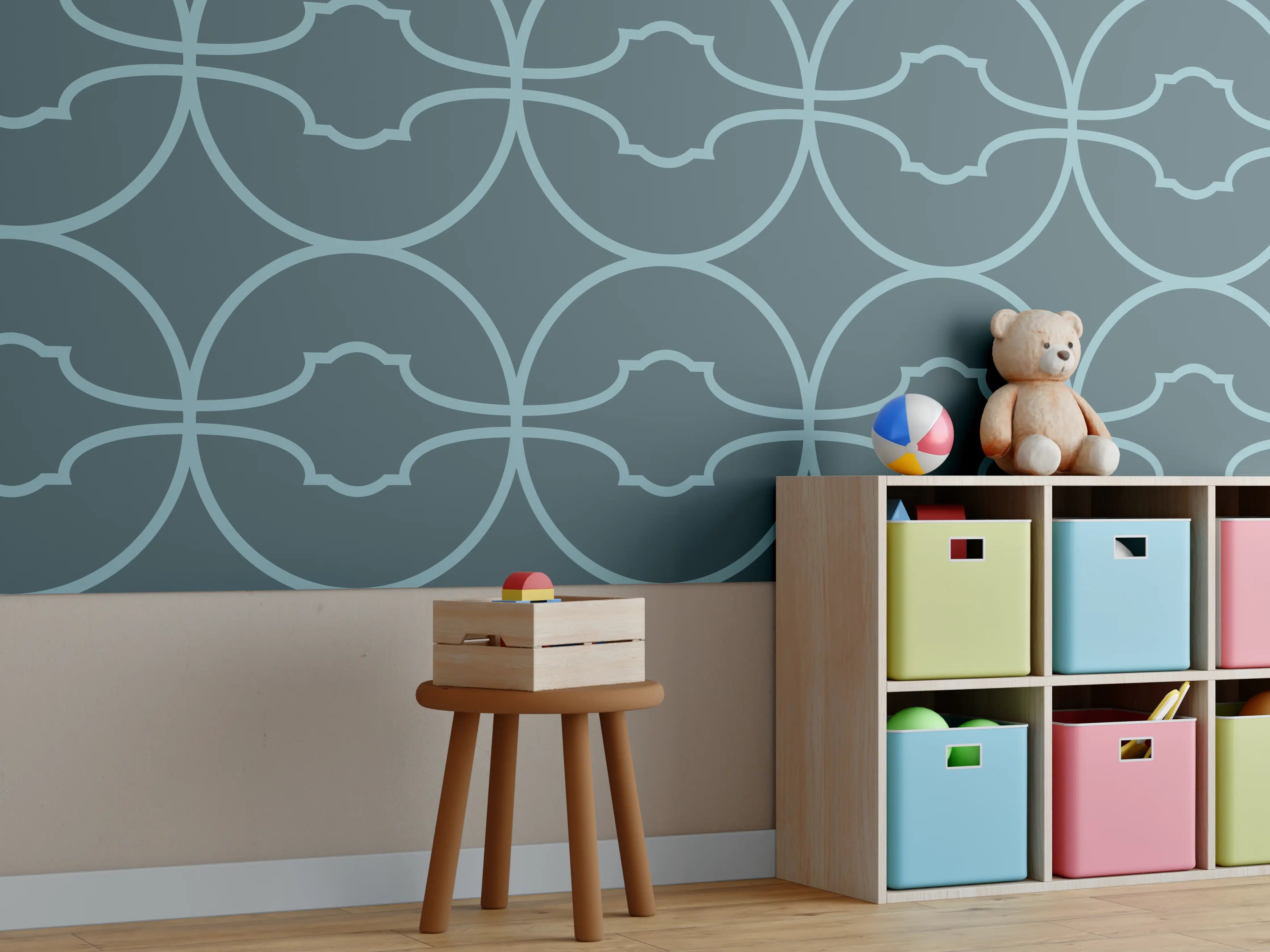 Kinderzimmer Wandgestaltung - Maritime Wellen-Muster Tapete