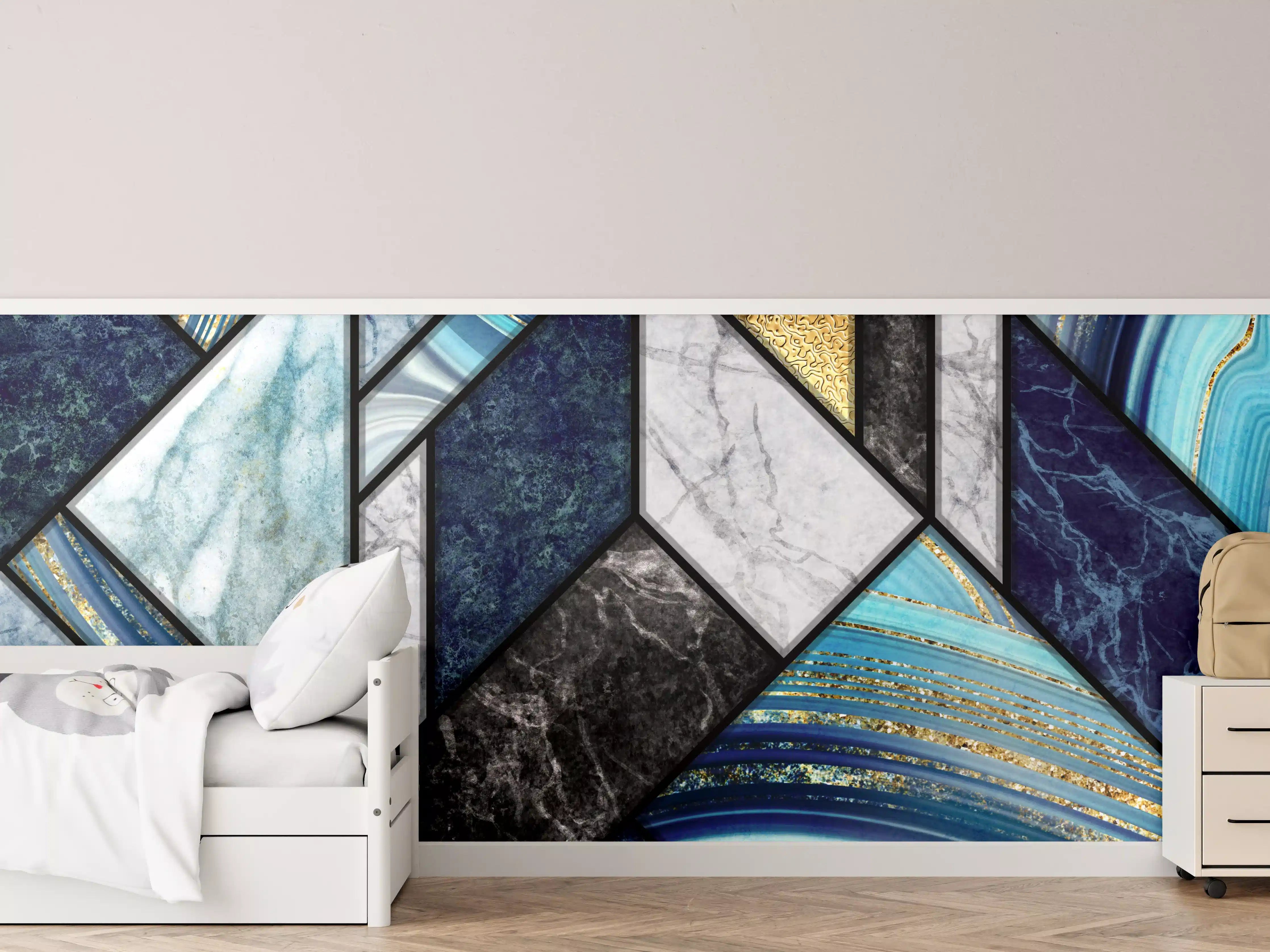 Kinderzimmer Wandgestaltung - Marmor Granit Gold Inlay