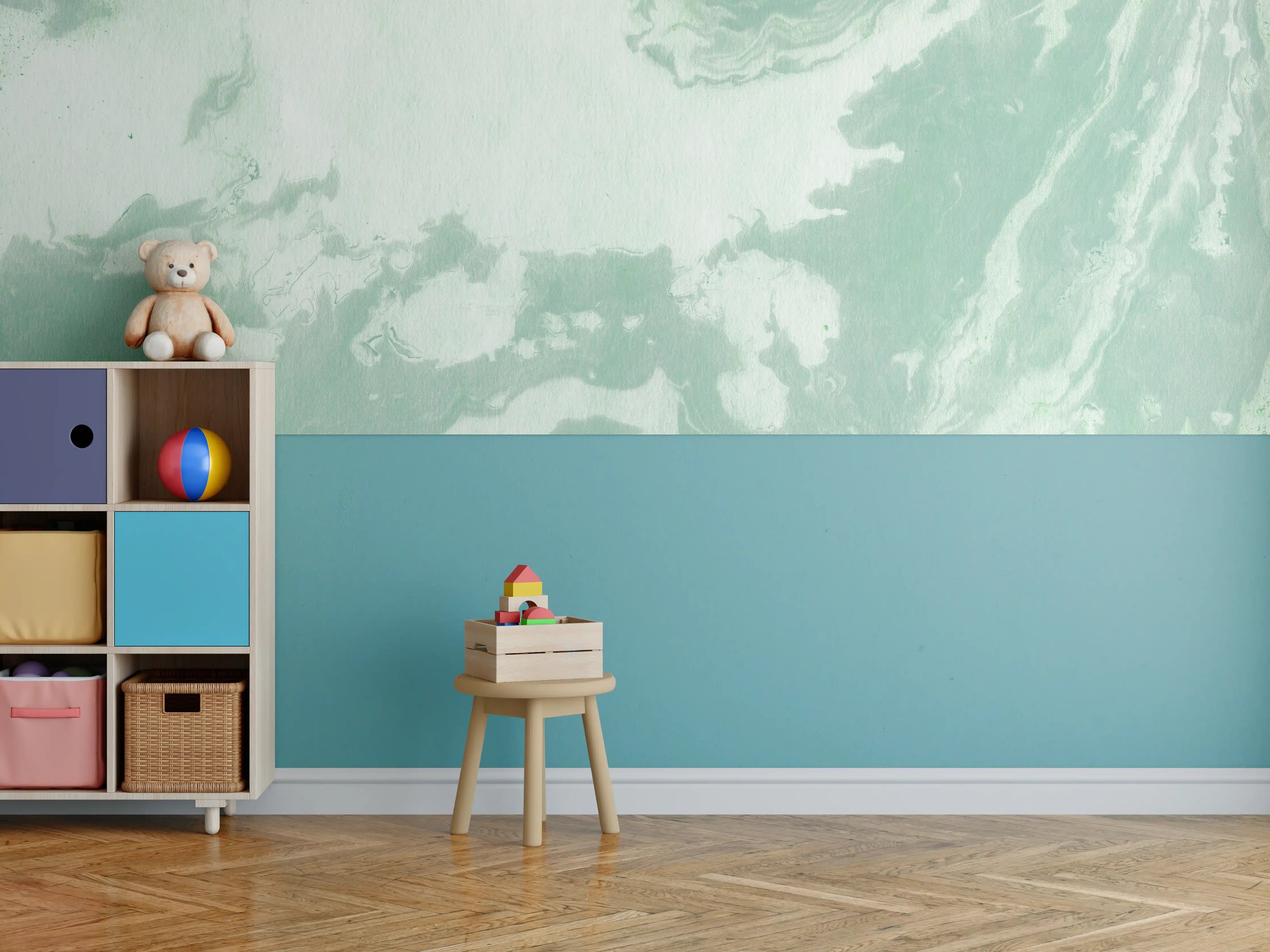 Kinderzimmer Wandgestaltung - Marmor Oberfläche - Pastellmalerei