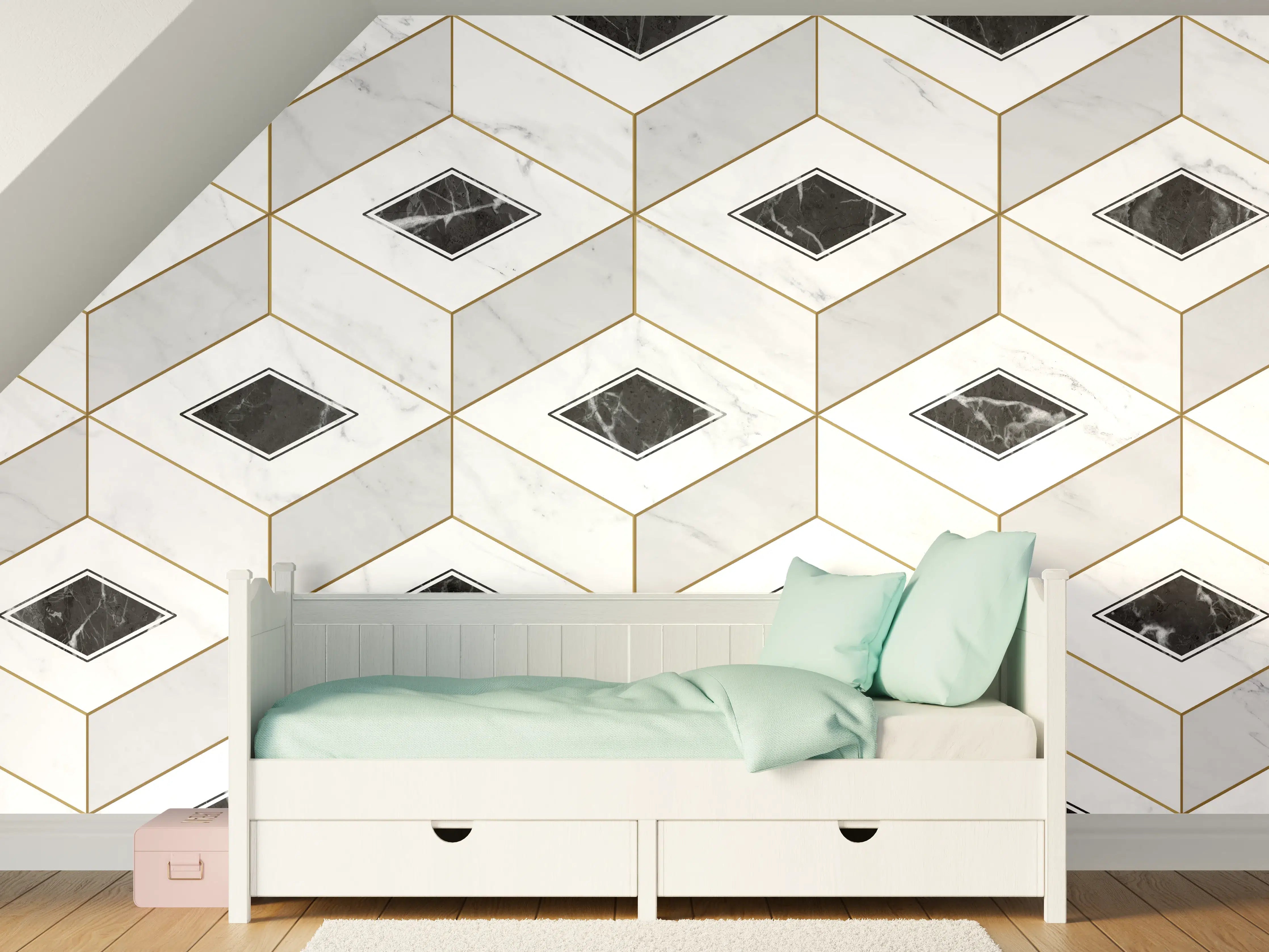 Kinderzimmer Wandgestaltung - Marmor Textur - 3D Design