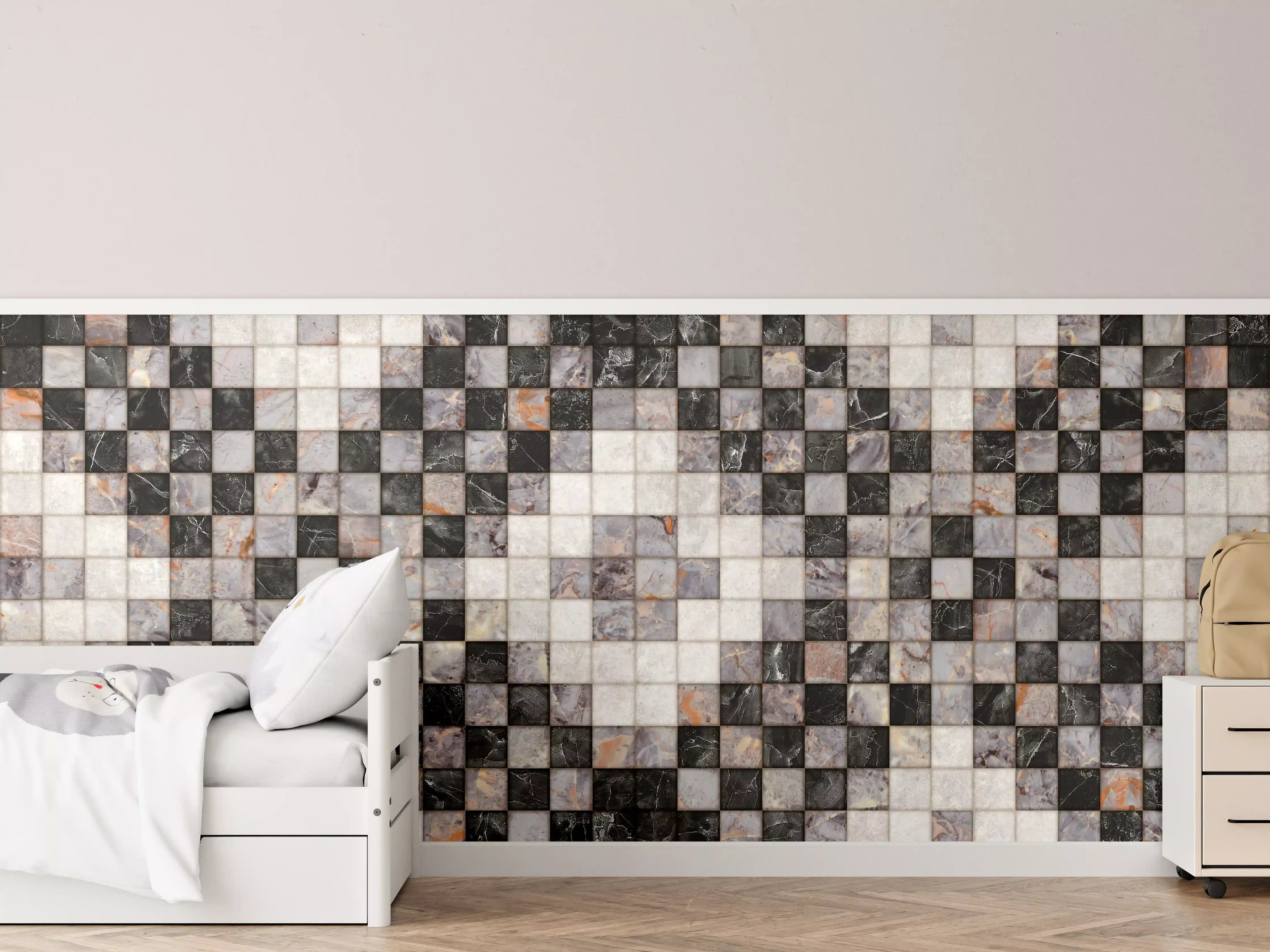 Kinderzimmer Wandgestaltung - Marmor Textur - Retro-Muster 