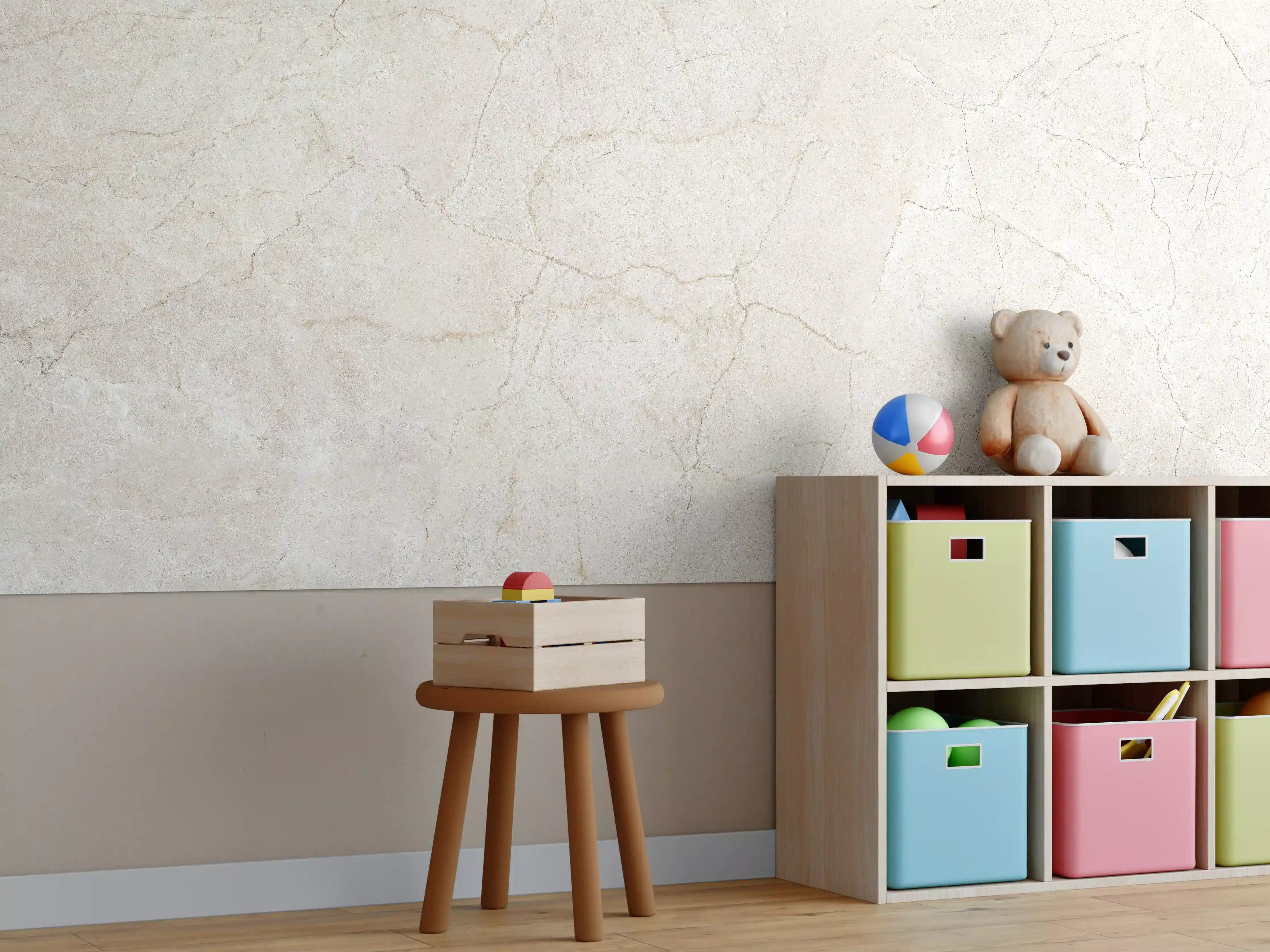 Kinderzimmer Wandgestaltung - Marmor Textur mit dunklen Adern