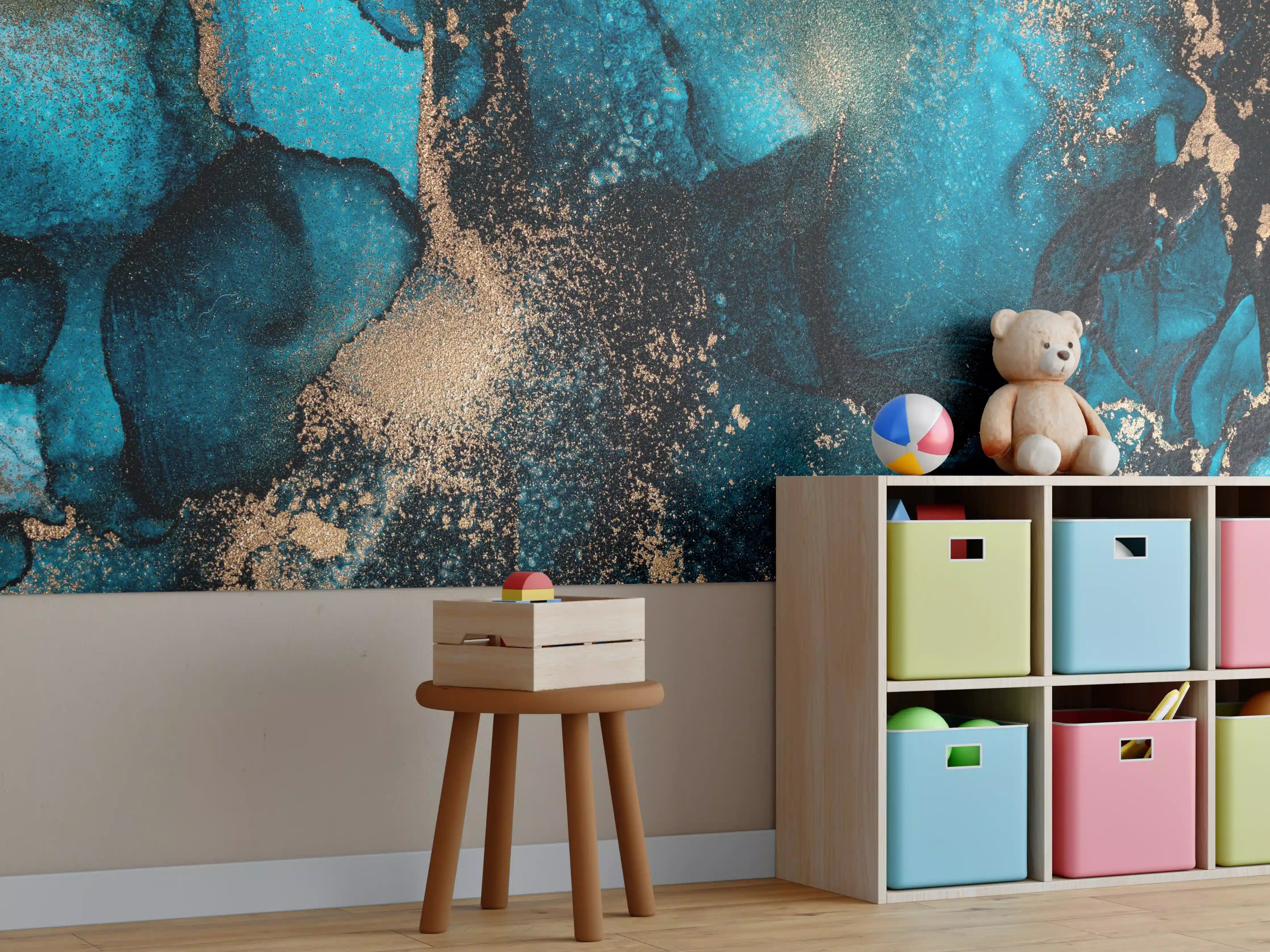 Kinderzimmer Wandgestaltung - Marmor Wand Design - Flüssigmalerei