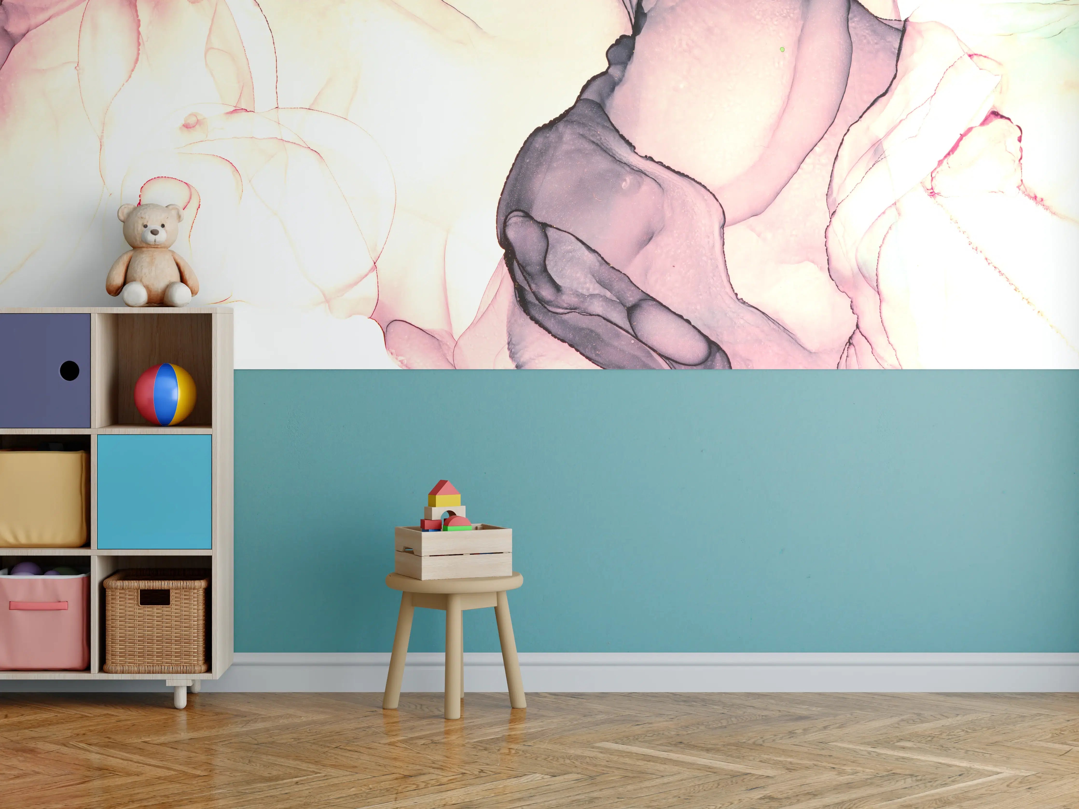 Kinderzimmer Wandgestaltung - Marmor Wanddesign - Flüssigmalerei