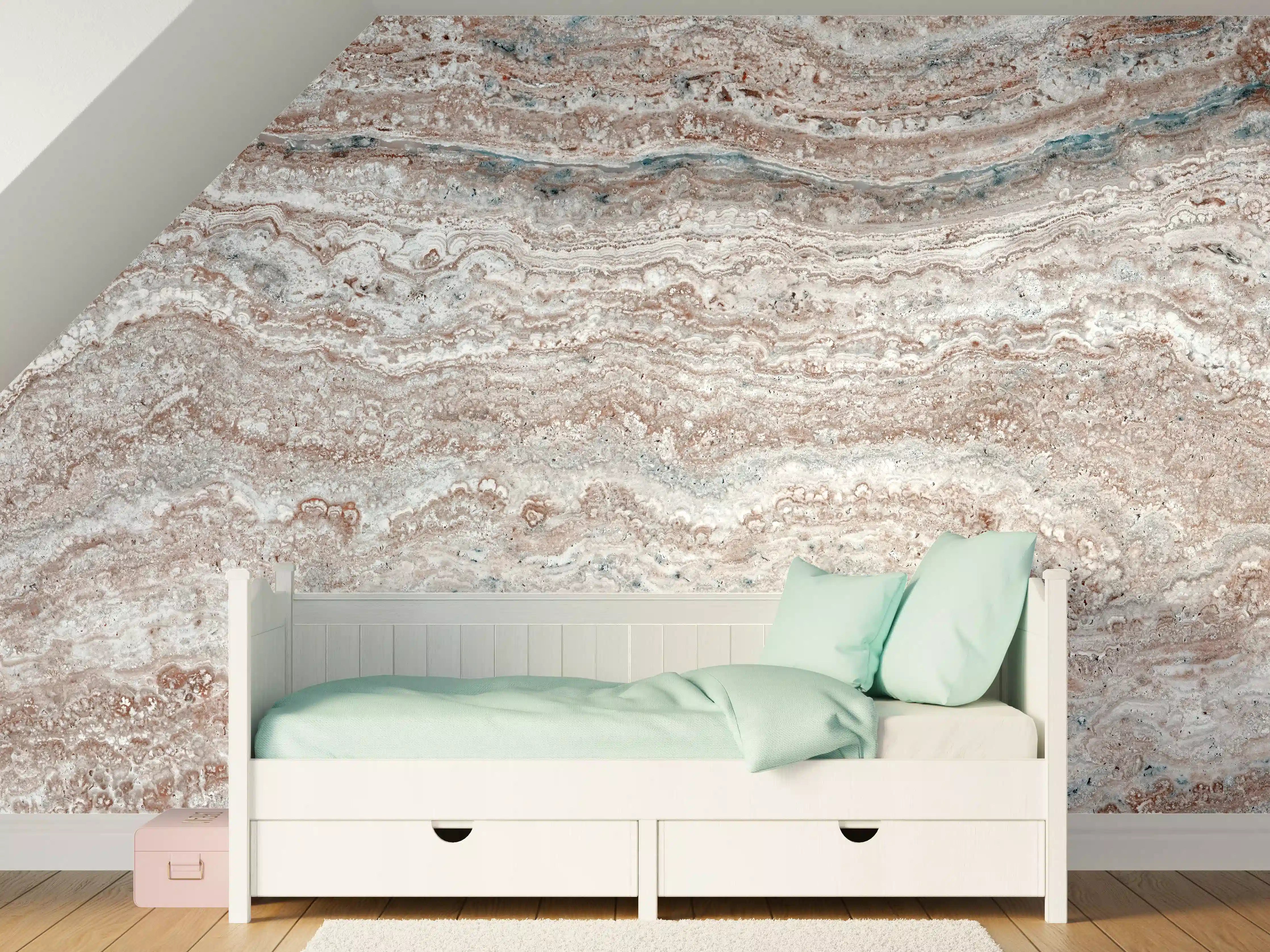 Kinderzimmer Wandgestaltung - Marmorierte Steinstruktur