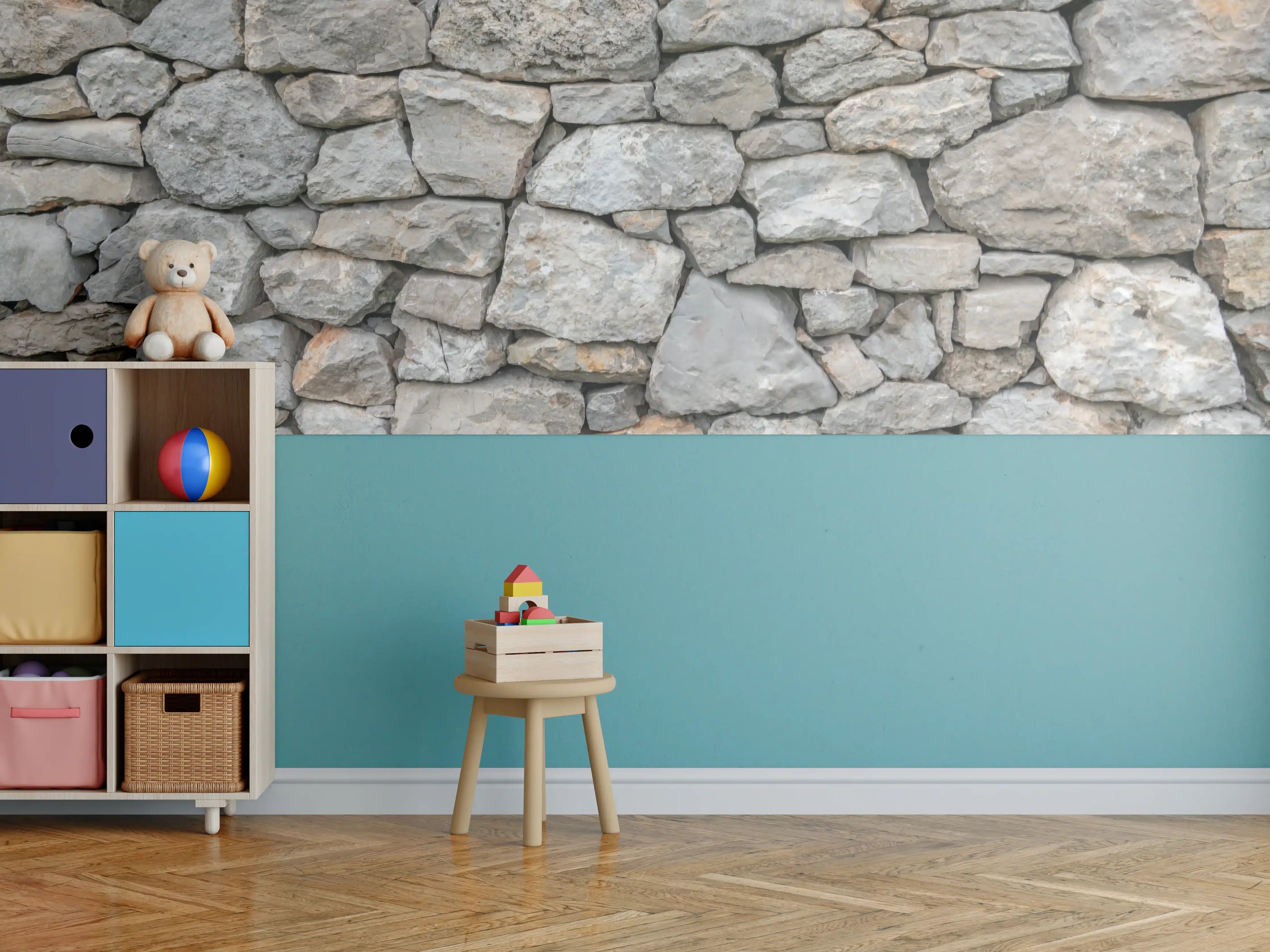 Kinderzimmer Wandgestaltung - Massive raue Steinwand