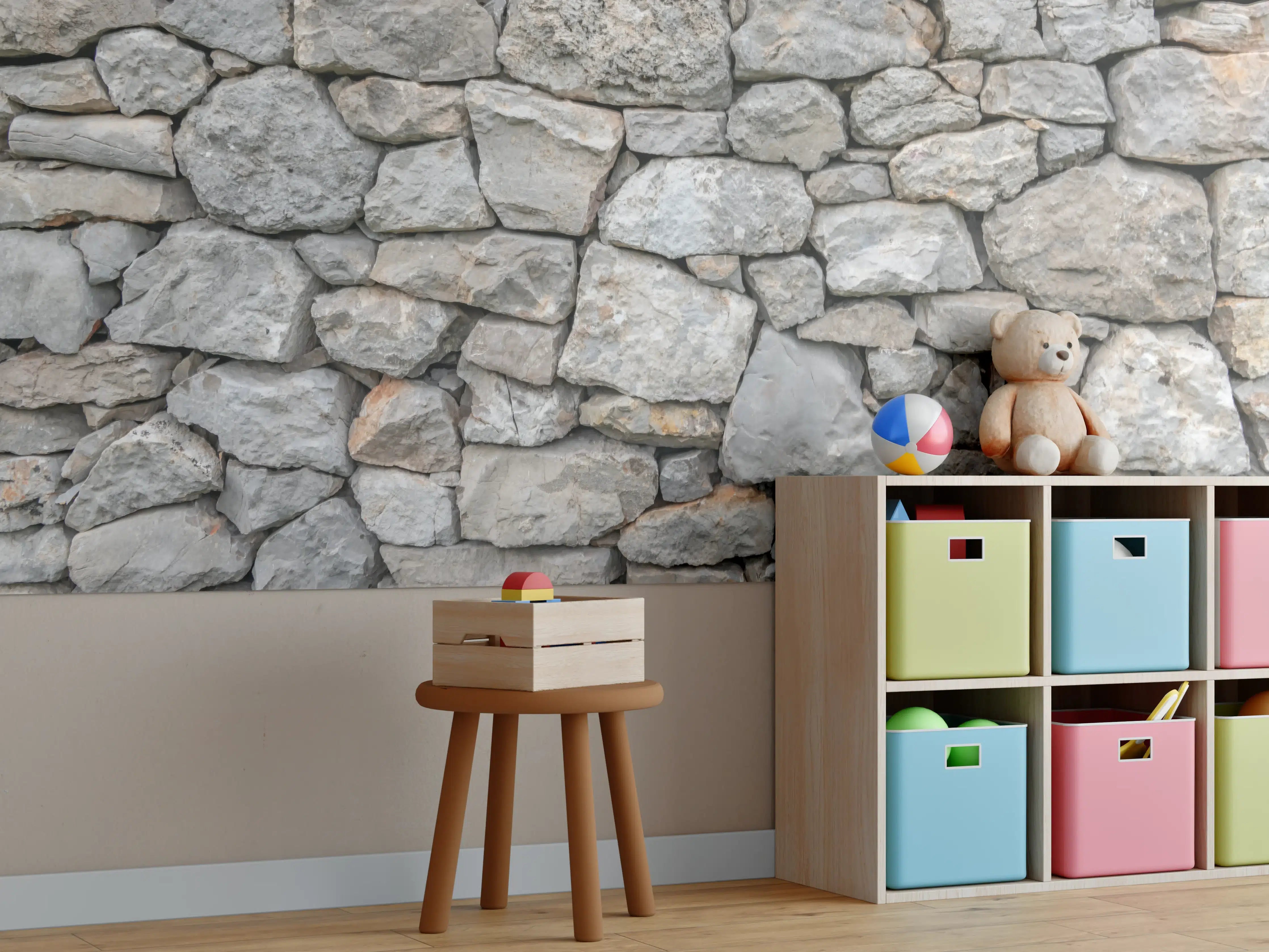 Kinderzimmer Wandgestaltung - Massive raue Steinwand
