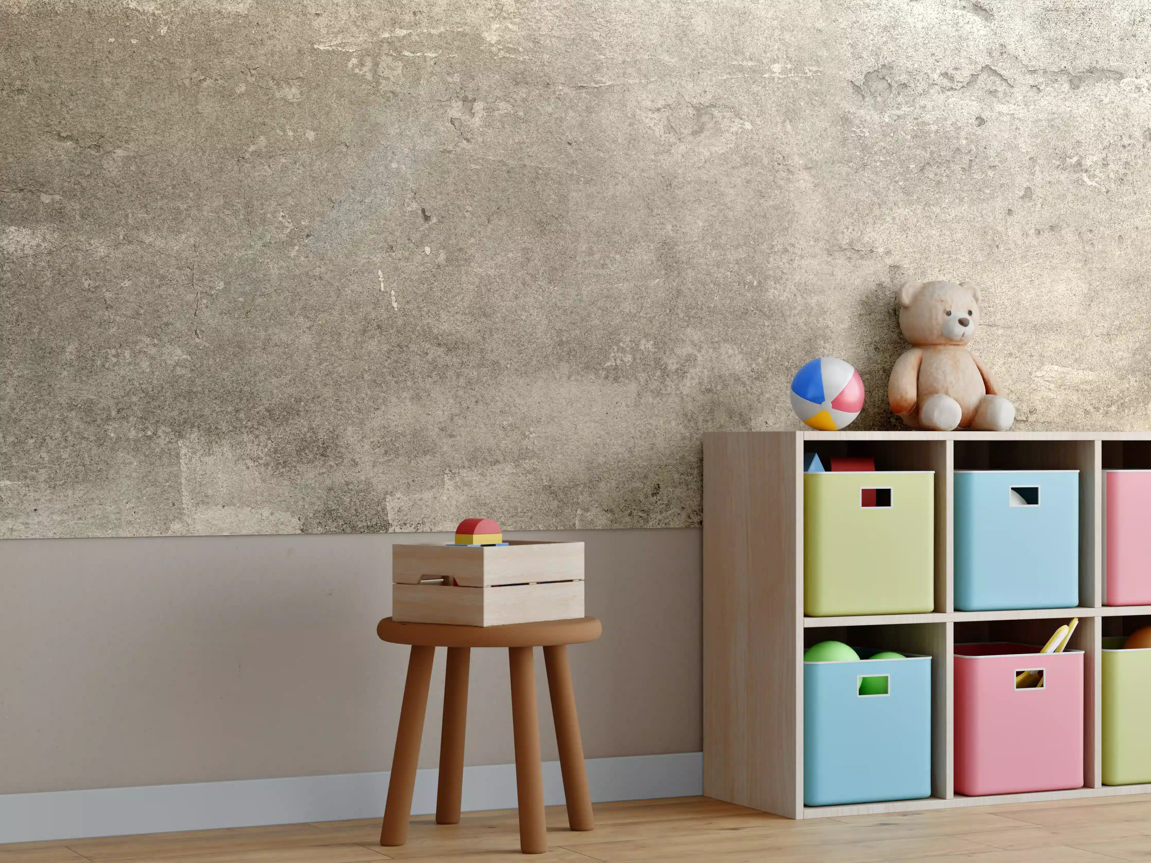 Kinderzimmer Wandgestaltung - Massiver beigefarbiger Beton