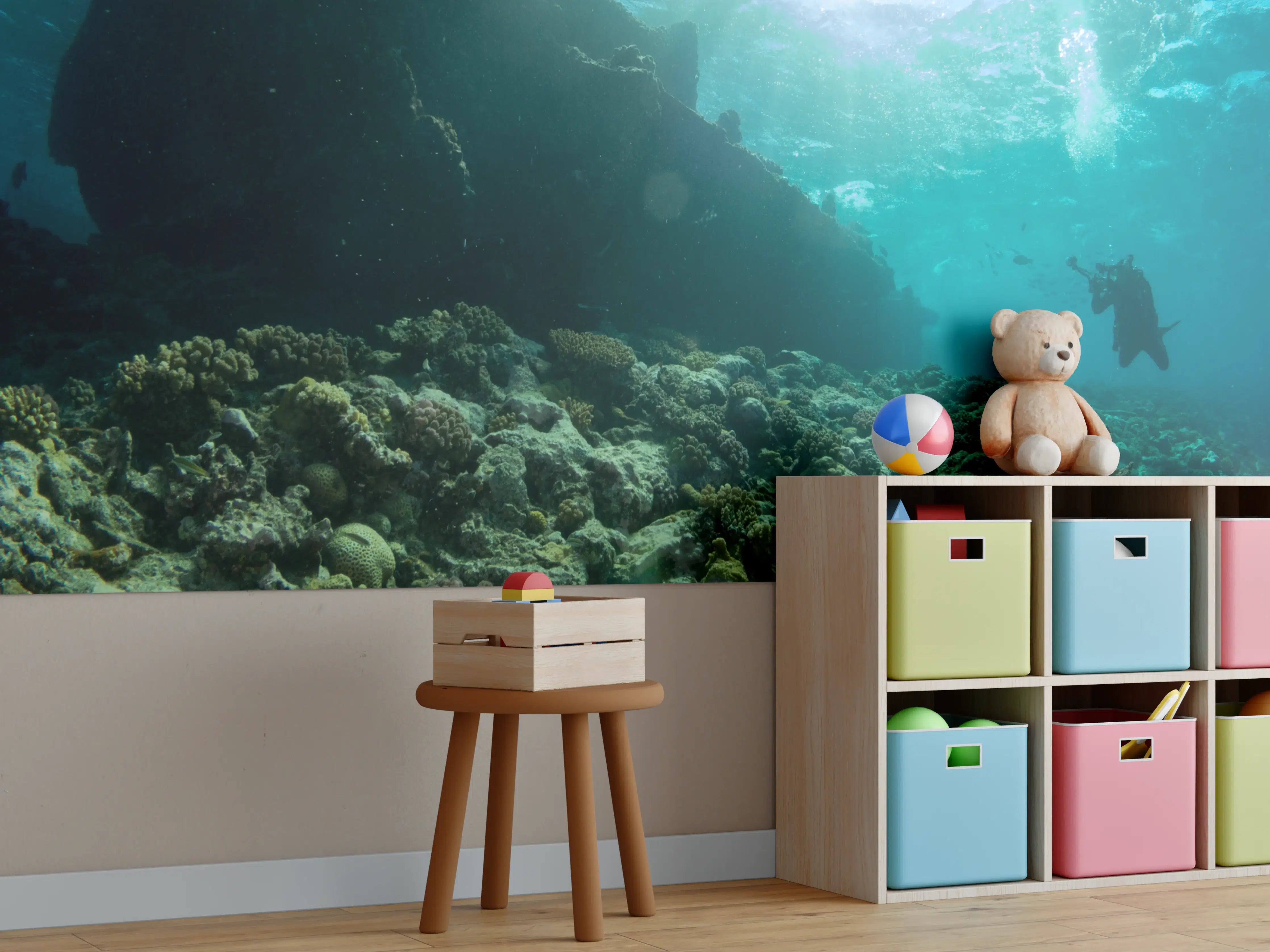 Kinderzimmer Wandgestaltung - Meeresboden mit Unterwasserleben