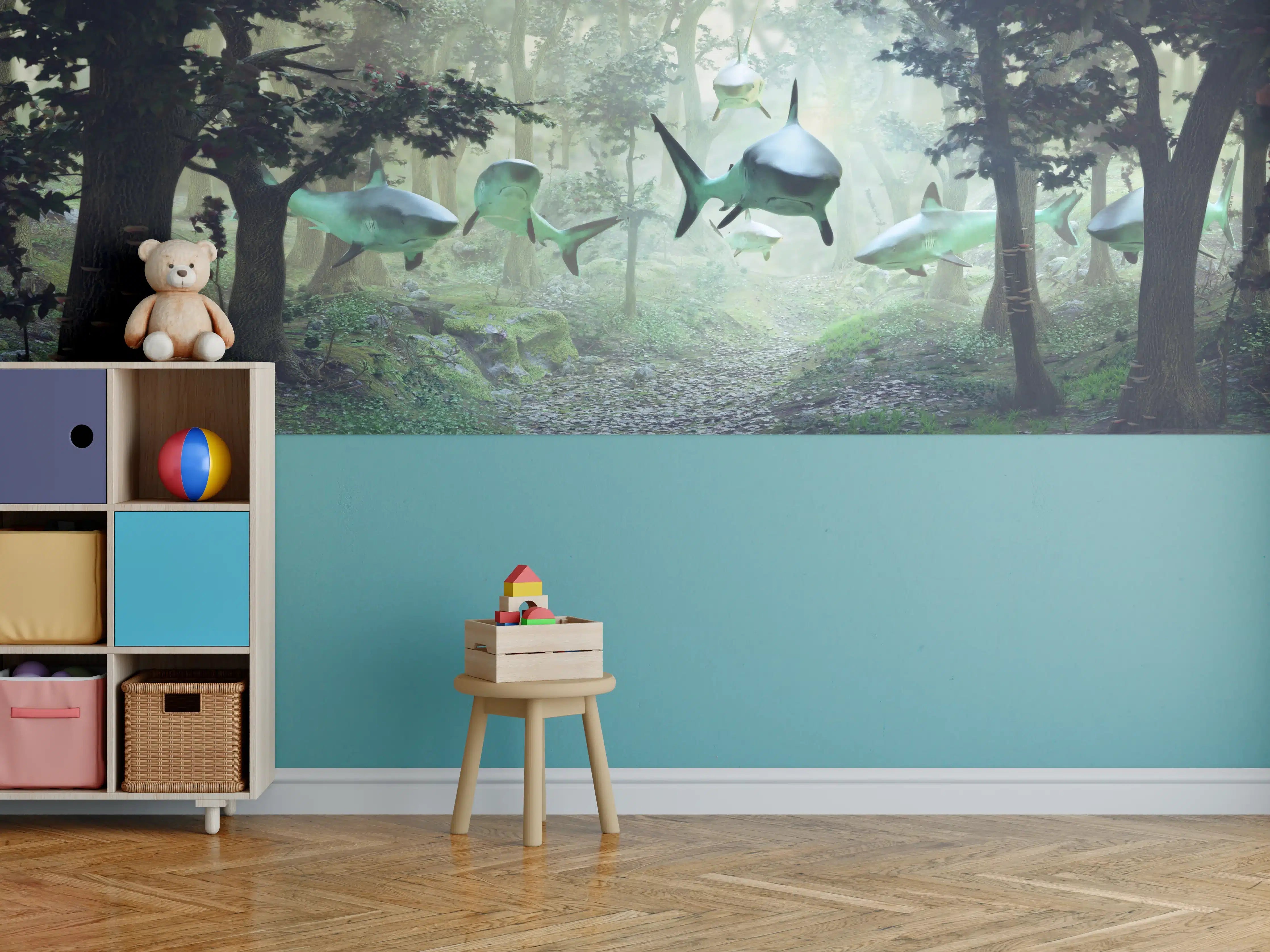Kinderzimmer Wandgestaltung - Meereslebewesen im mystischen Wald