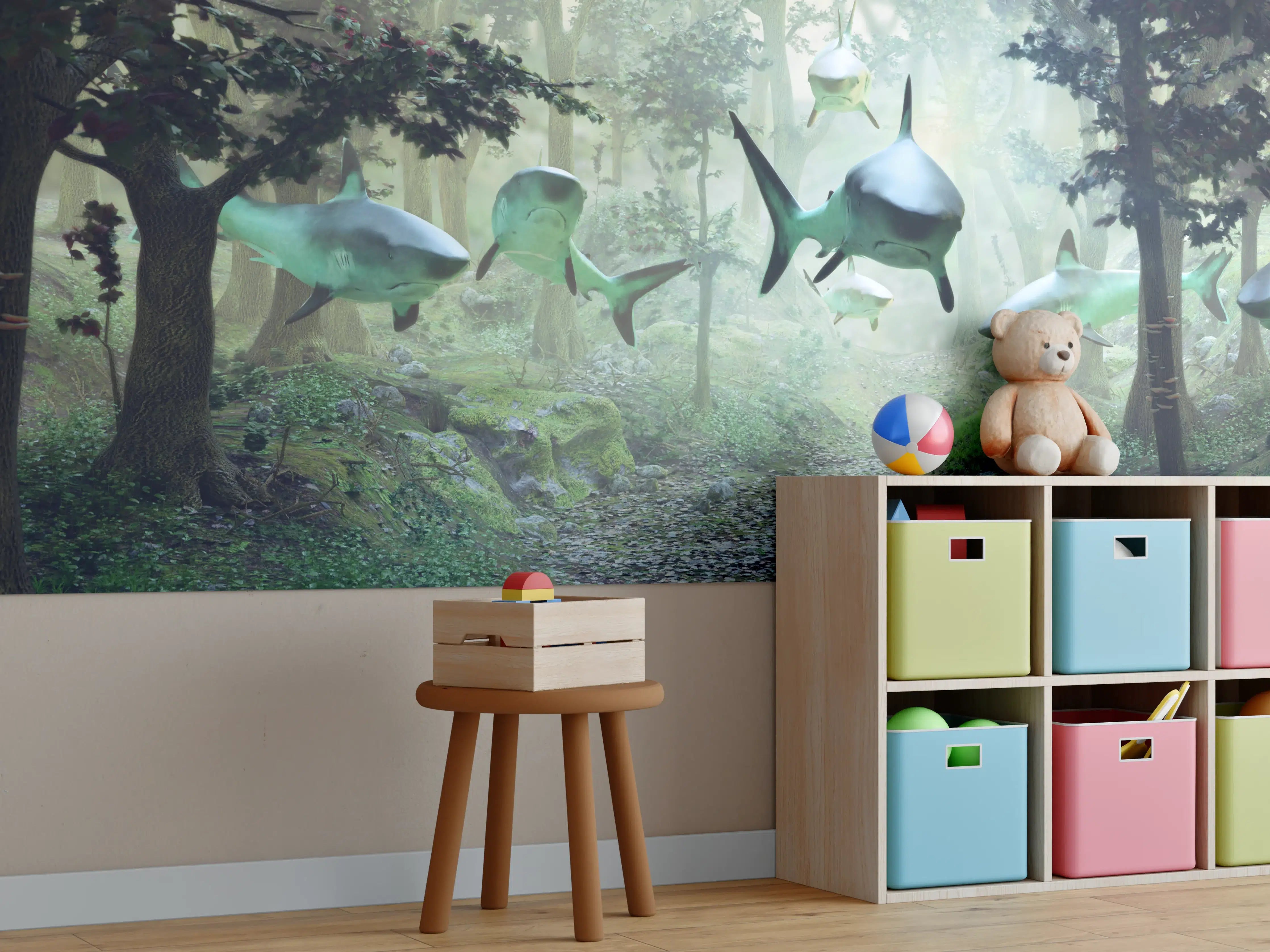 Kinderzimmer Wandgestaltung - Meereslebewesen im mystischen Wald