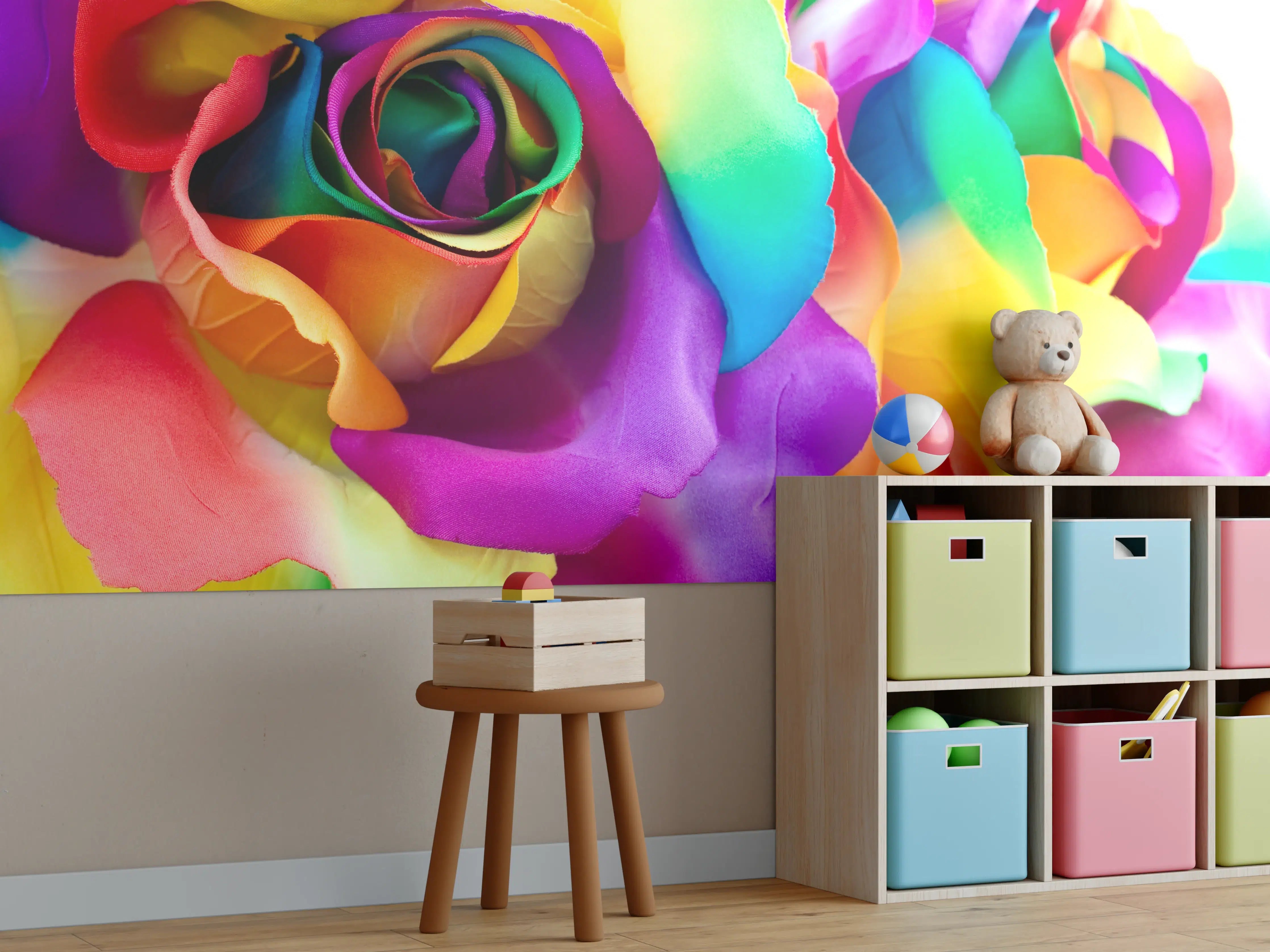 Kinderzimmer Wandgestaltung - Mehrfarbige synthetische Rose