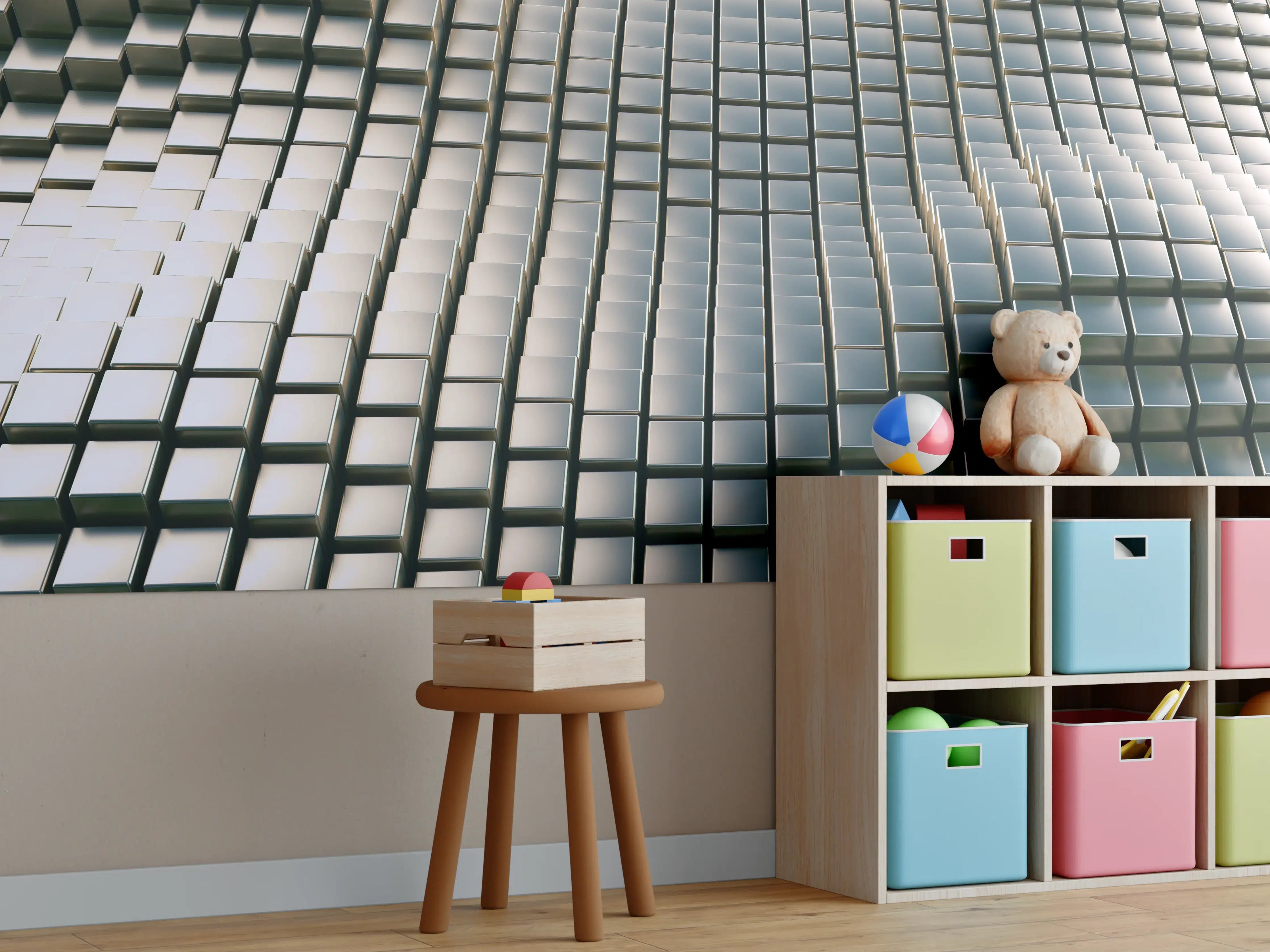 Kinderzimmer Wandgestaltung - Metall Wellen Hintergrund