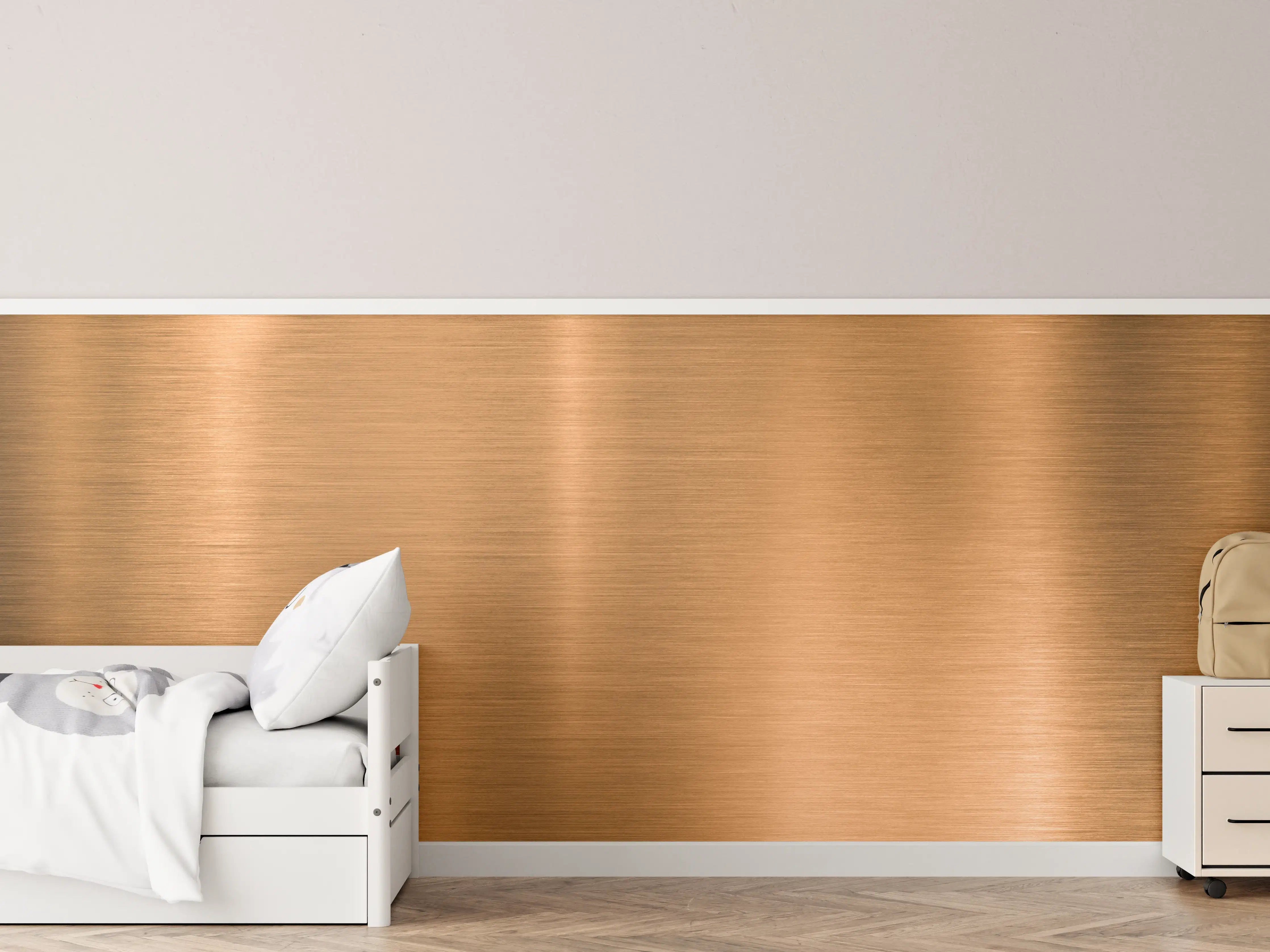 Kinderzimmer Wandgestaltung - Metallische Kupferplatte