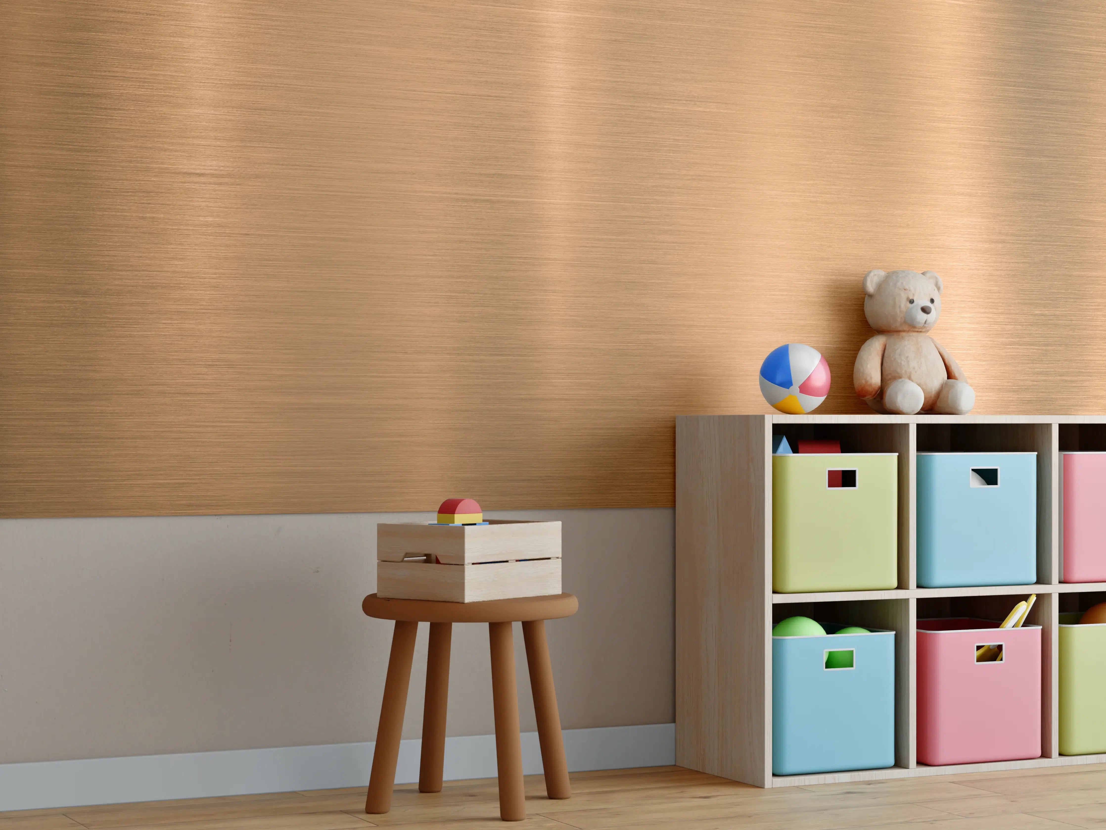 Kinderzimmer Wandgestaltung - Metallische Kupferplatte
