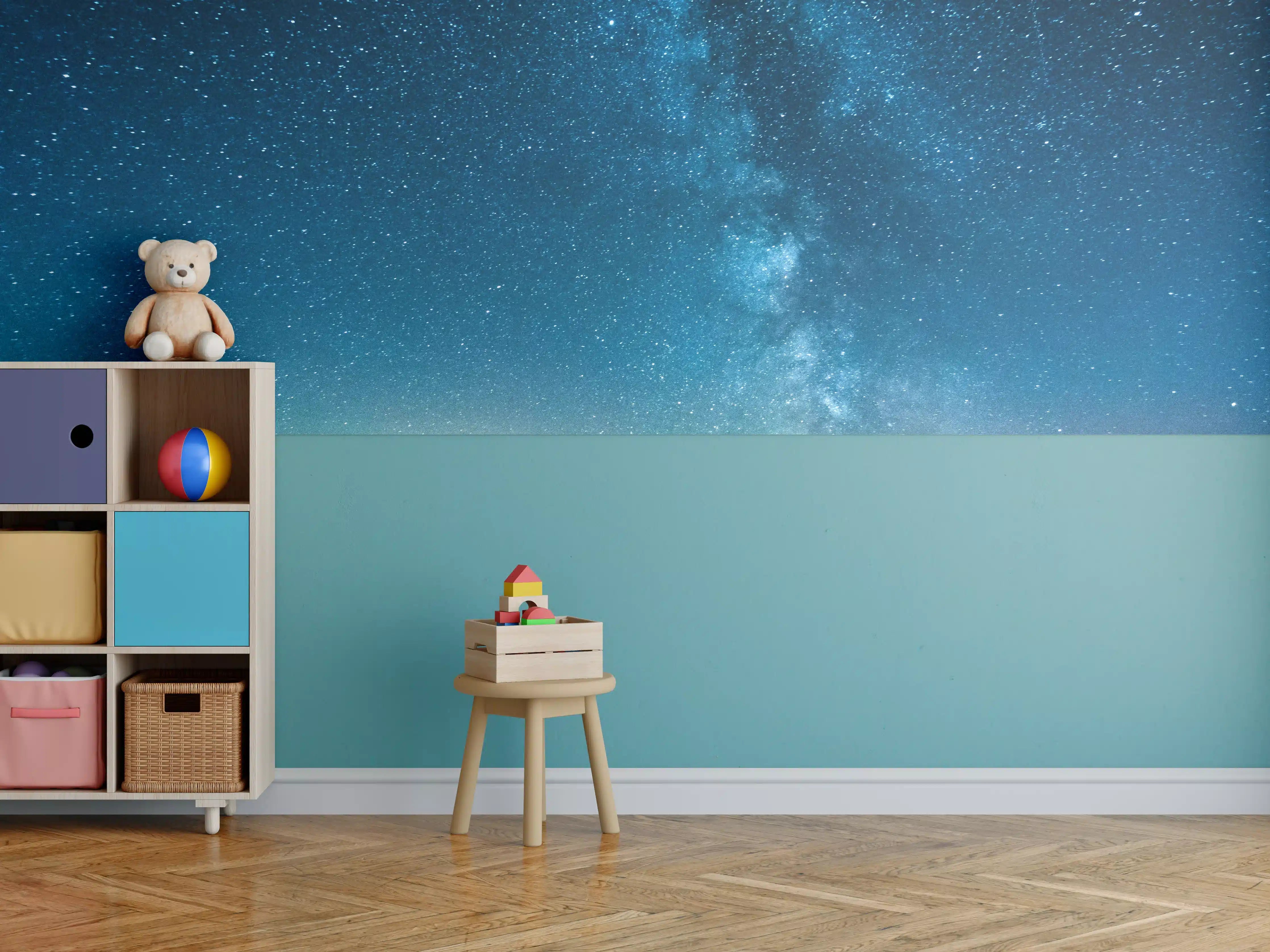 Kinderzimmer Wandgestaltung - Milchstraße bei Nacht über der Nordsee