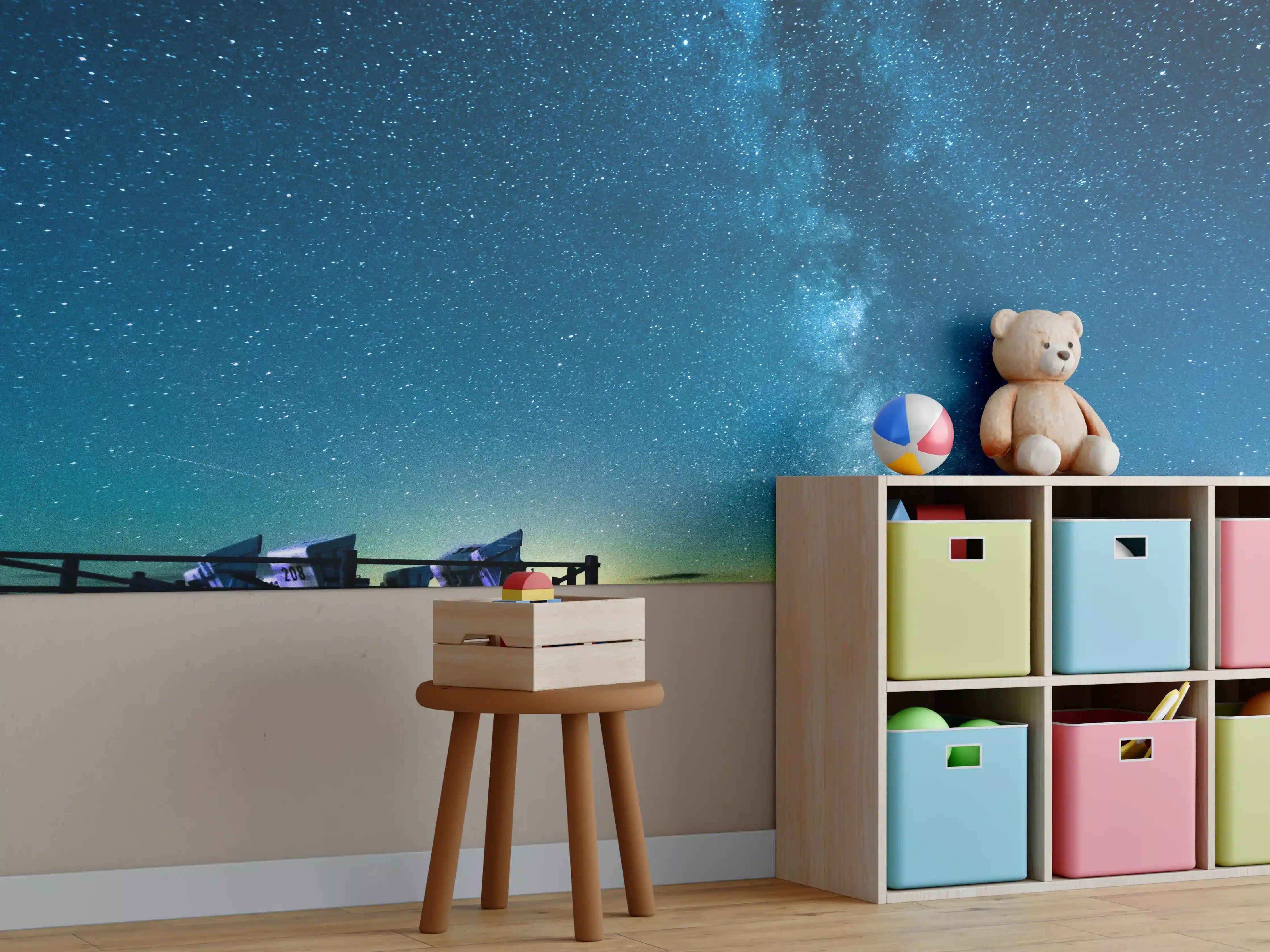 Kinderzimmer Wandgestaltung - Milchstraße bei Nacht über der Nordsee