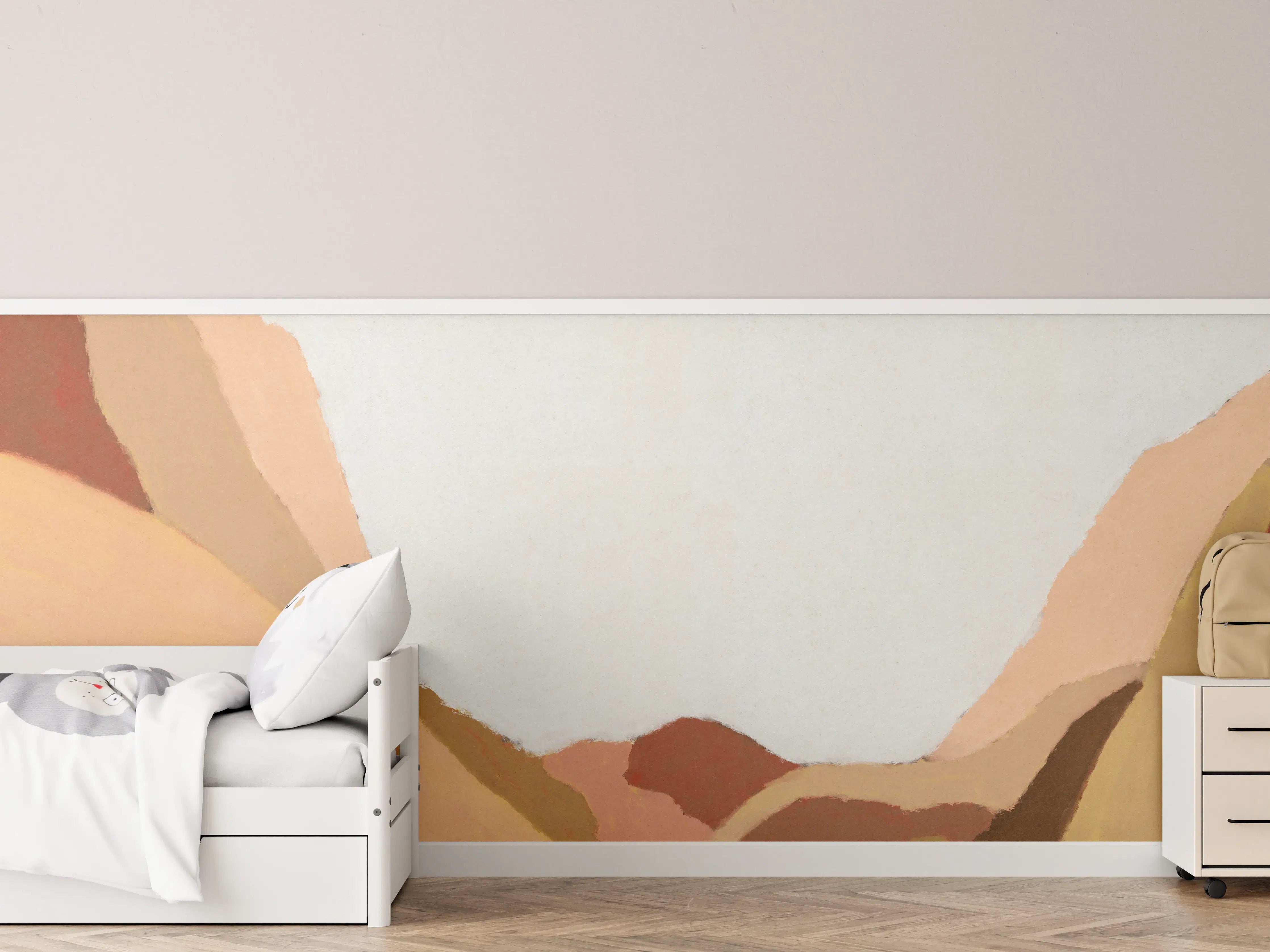 Kinderzimmer Wandgestaltung - Minimalistische Berge Naturillustration