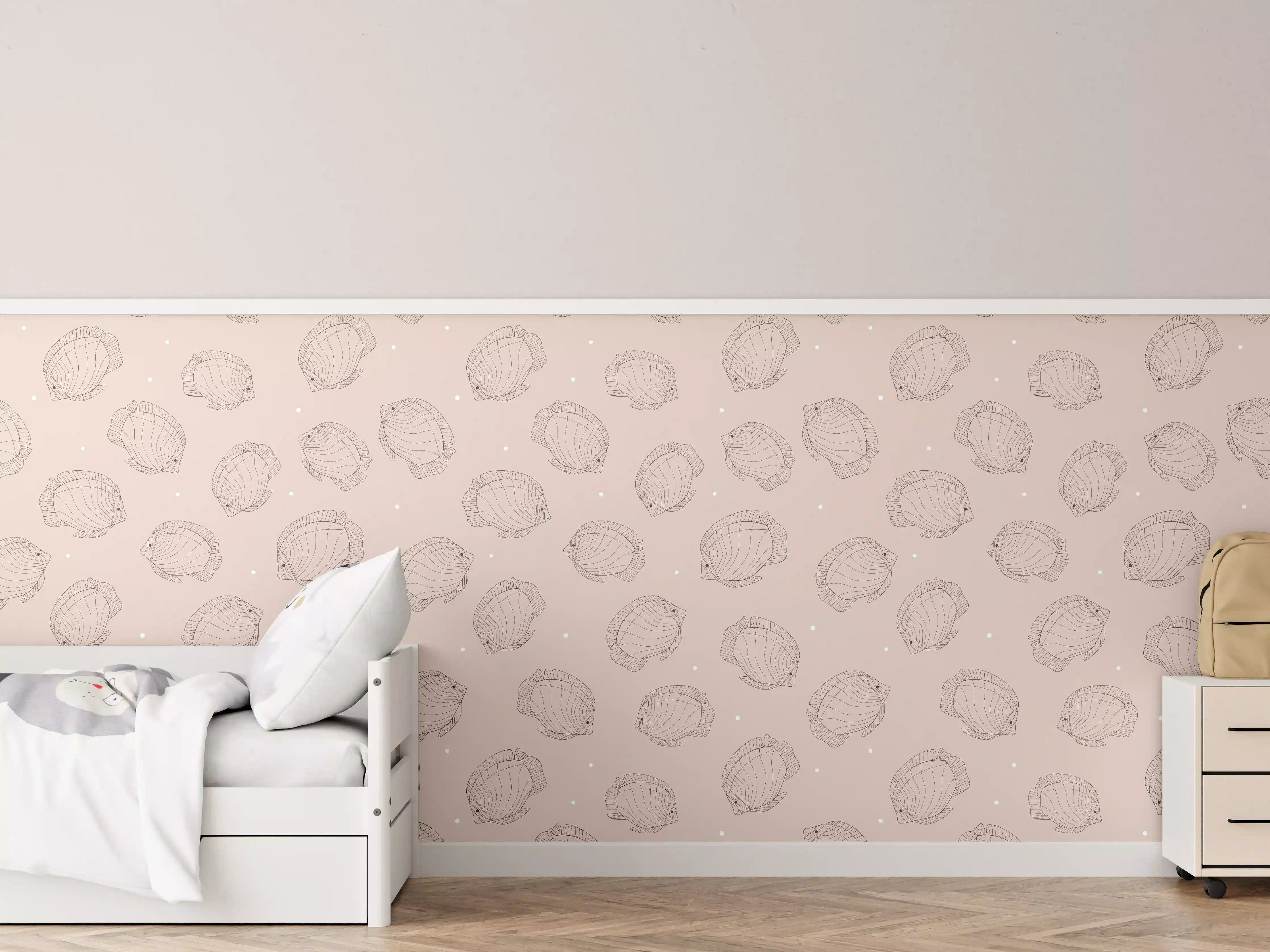 Kinderzimmer Wandgestaltung - Minimalistische Fische Beige-Rosa