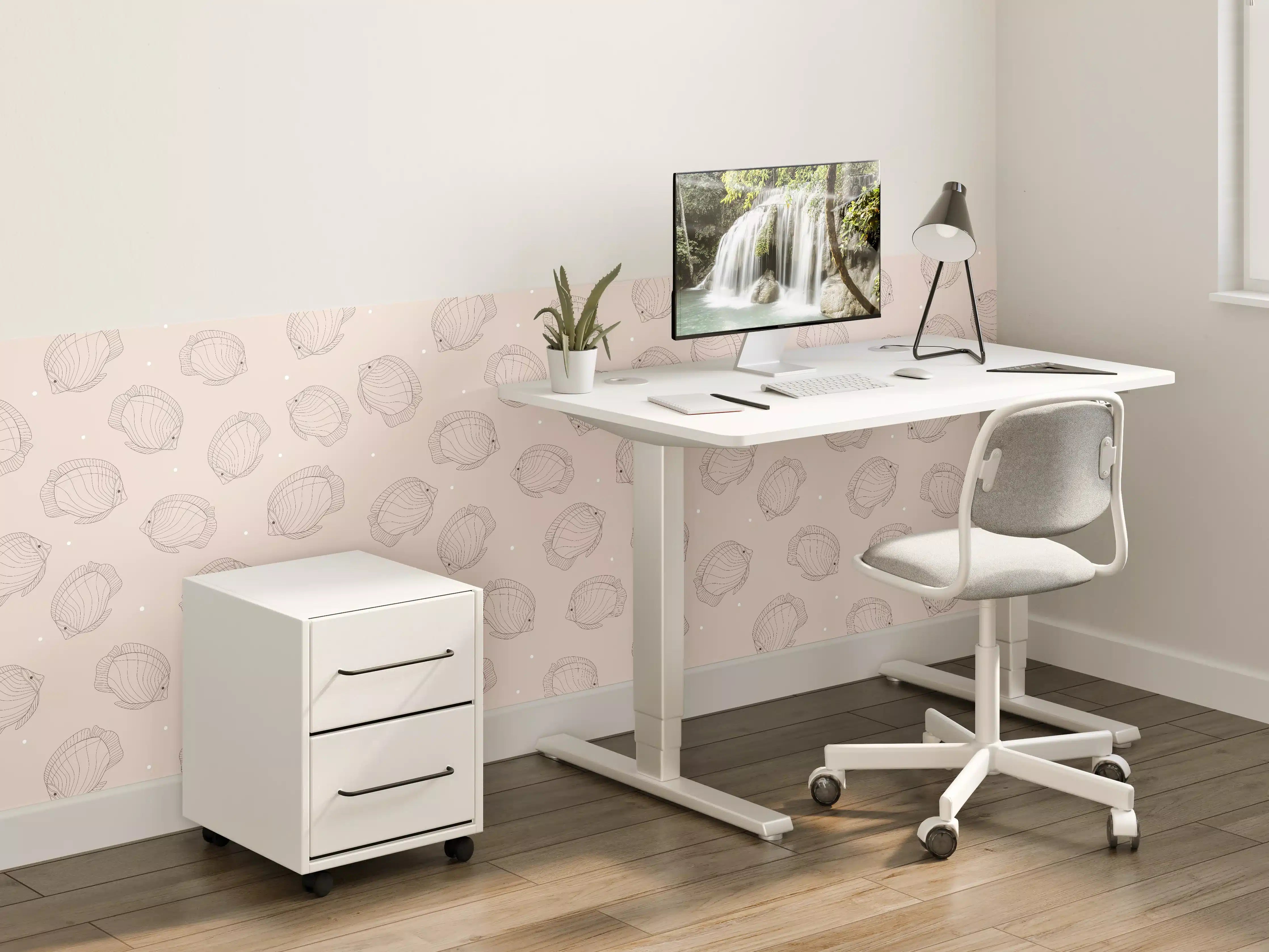 Kinderzimmer Wandgestaltung - Minimalistische Fische Beige-Rosa