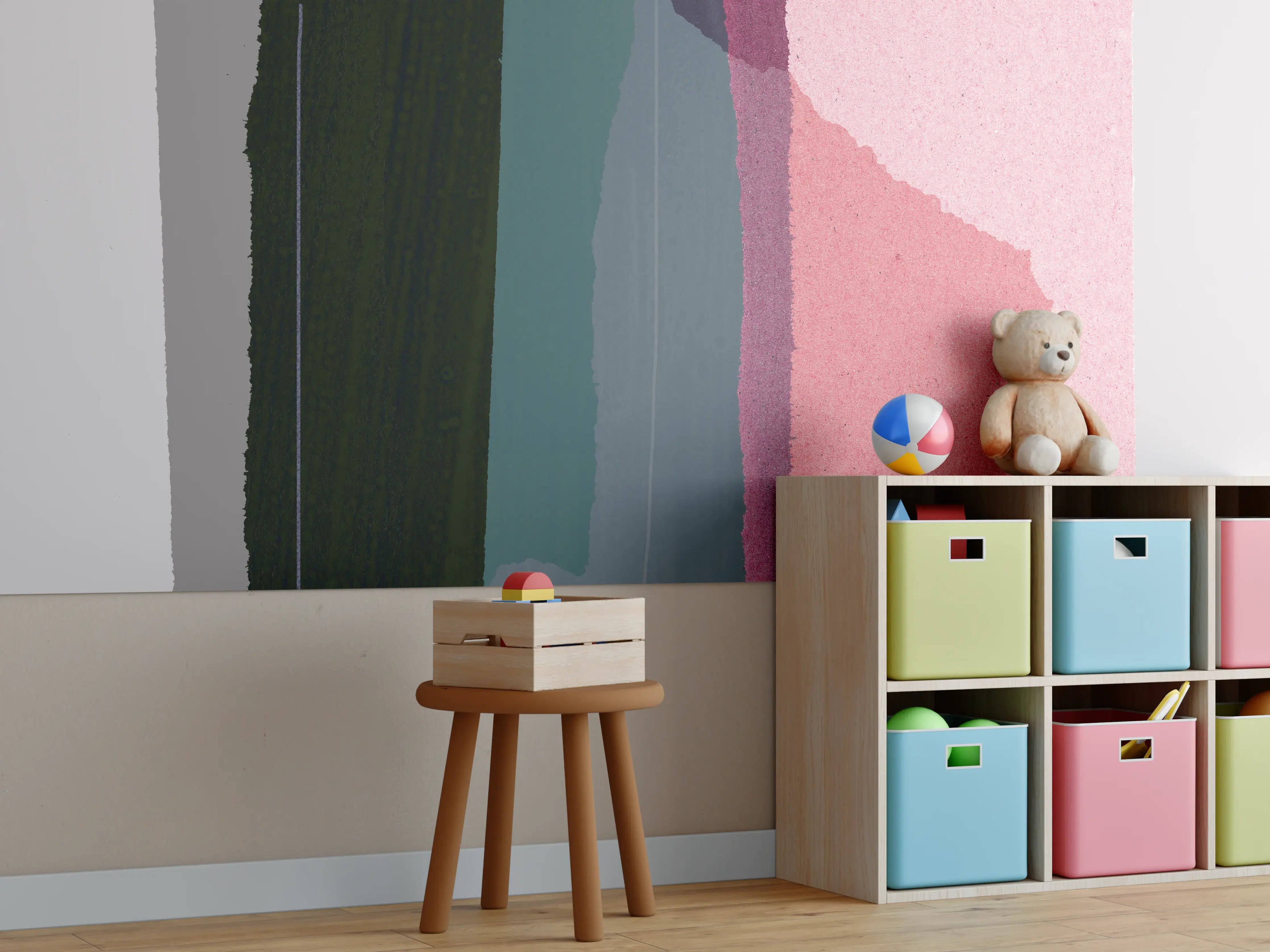 Kinderzimmer Wandgestaltung - Minimalistische Weiß-Ton-Kollage