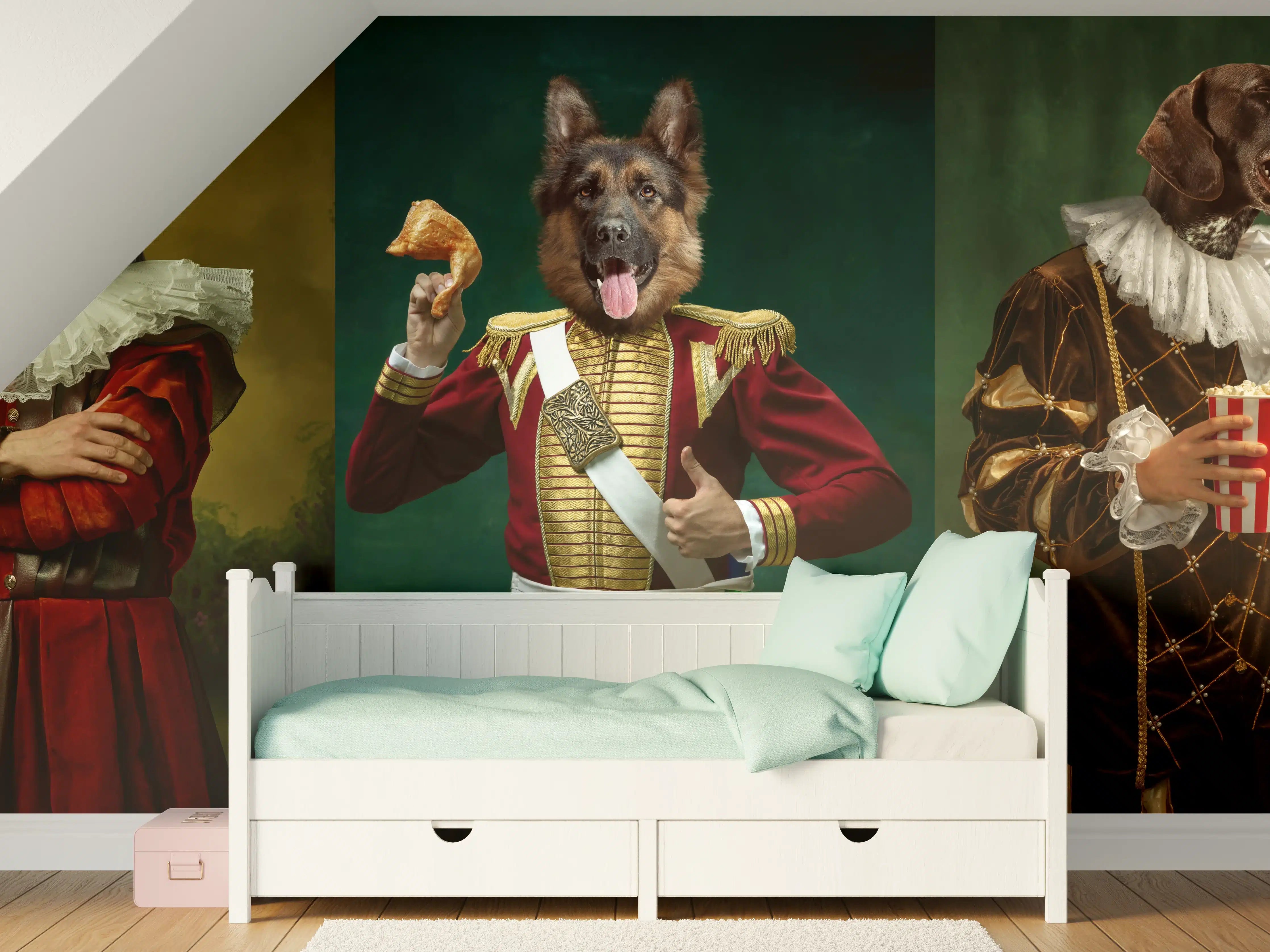 Kinderzimmer Wandgestaltung - Mittelalterliche Hundekopf Porträts