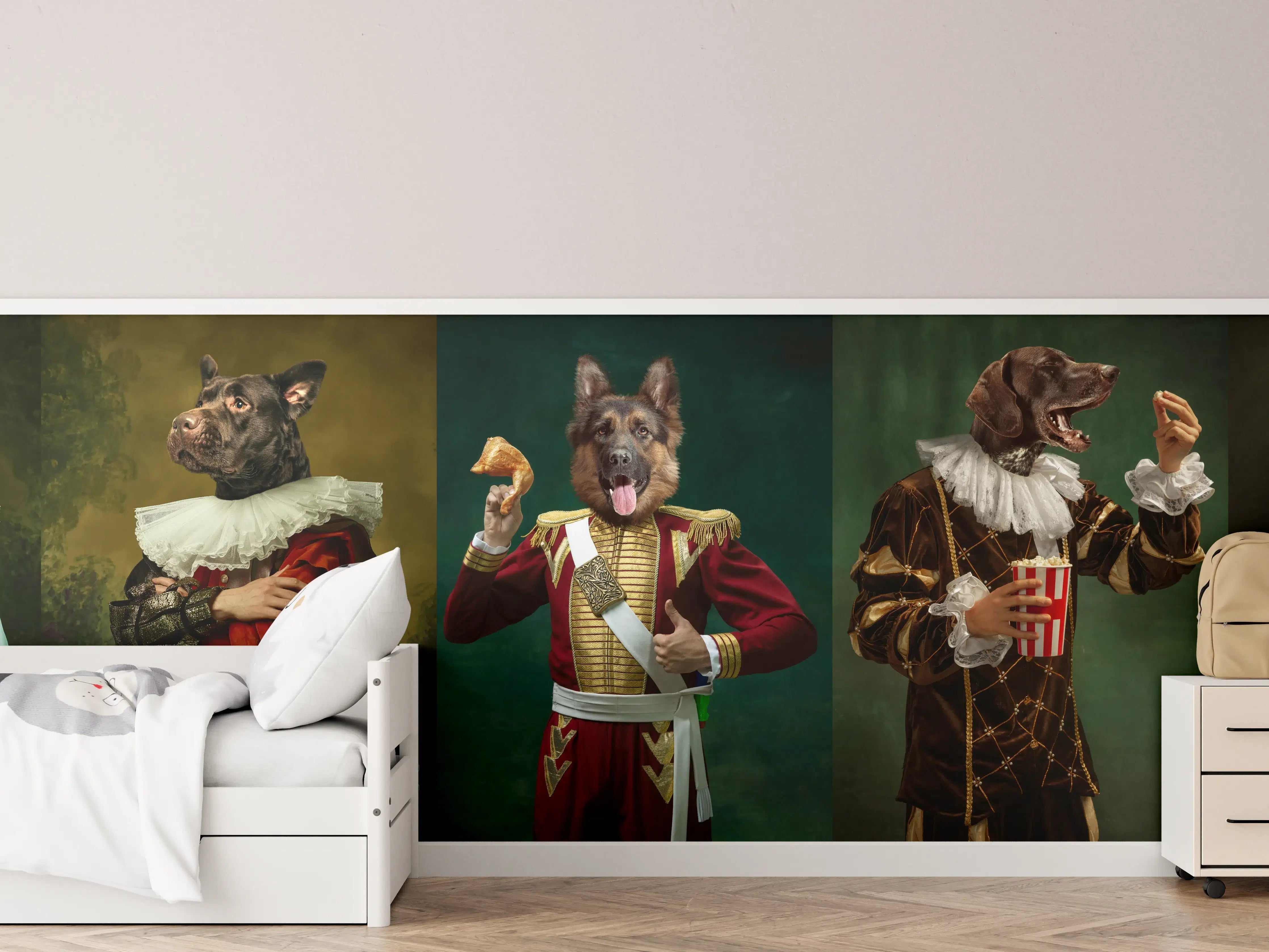 Kinderzimmer Wandgestaltung - Mittelalterliche Hundekopf Porträts
