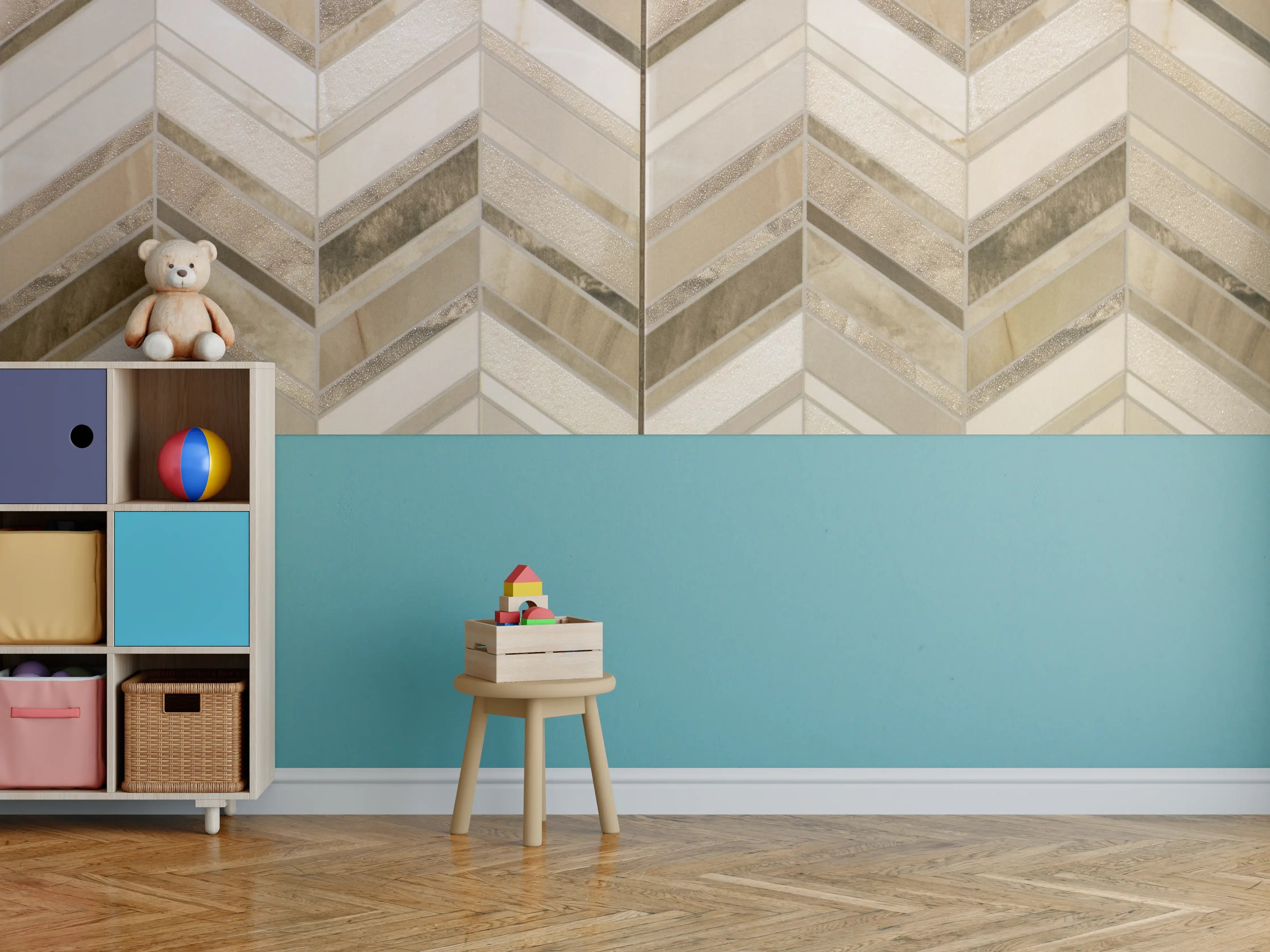 Kinderzimmer Wandgestaltung - Moderne Beige-Creme Wandfliesen